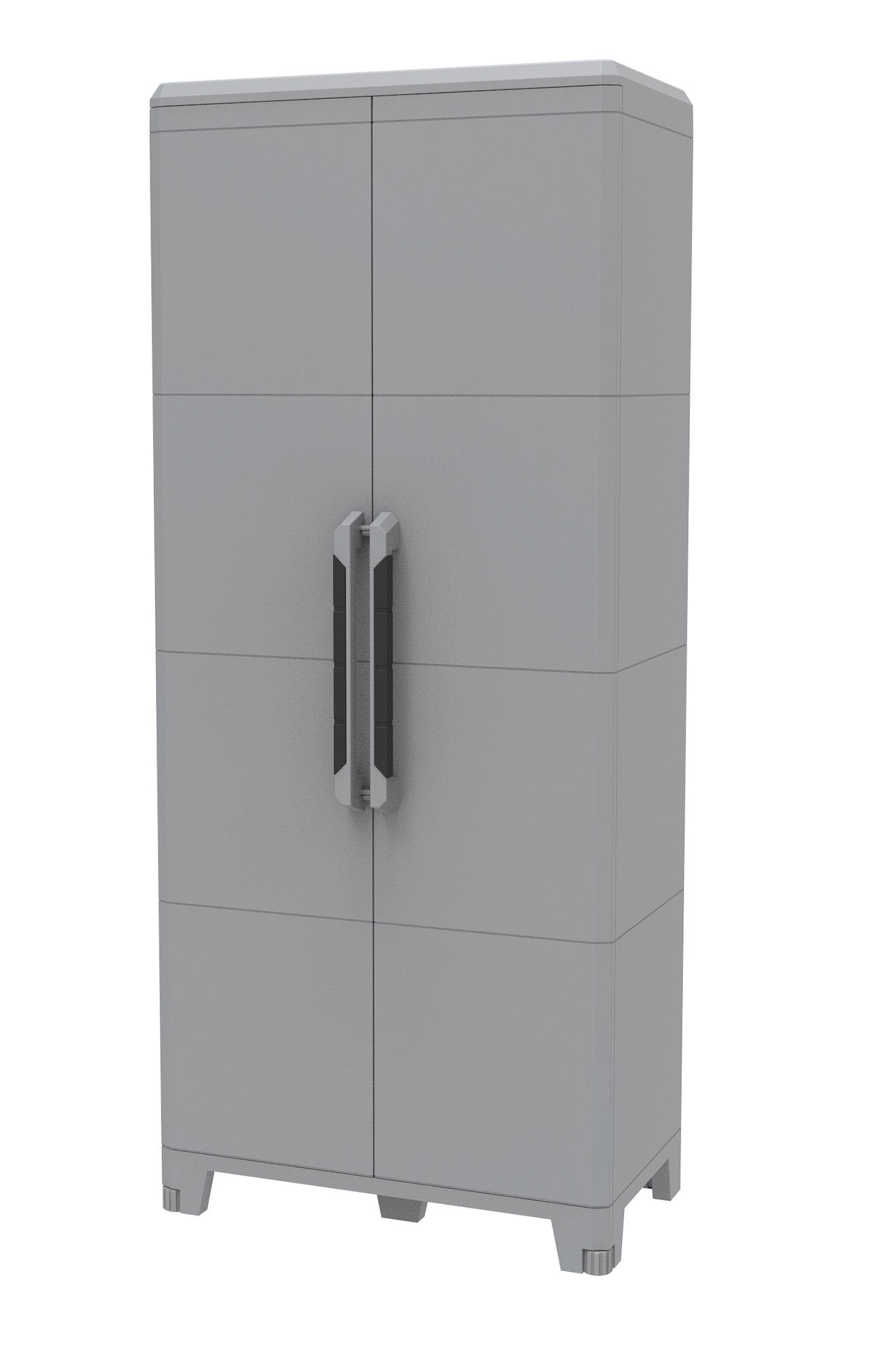 Image of Armadio Portascope Modulare da Esterno 78x43,6x184,4 cm 2 Ante 3 Ripiani in Polipropilene Transforming Grigio e Nero