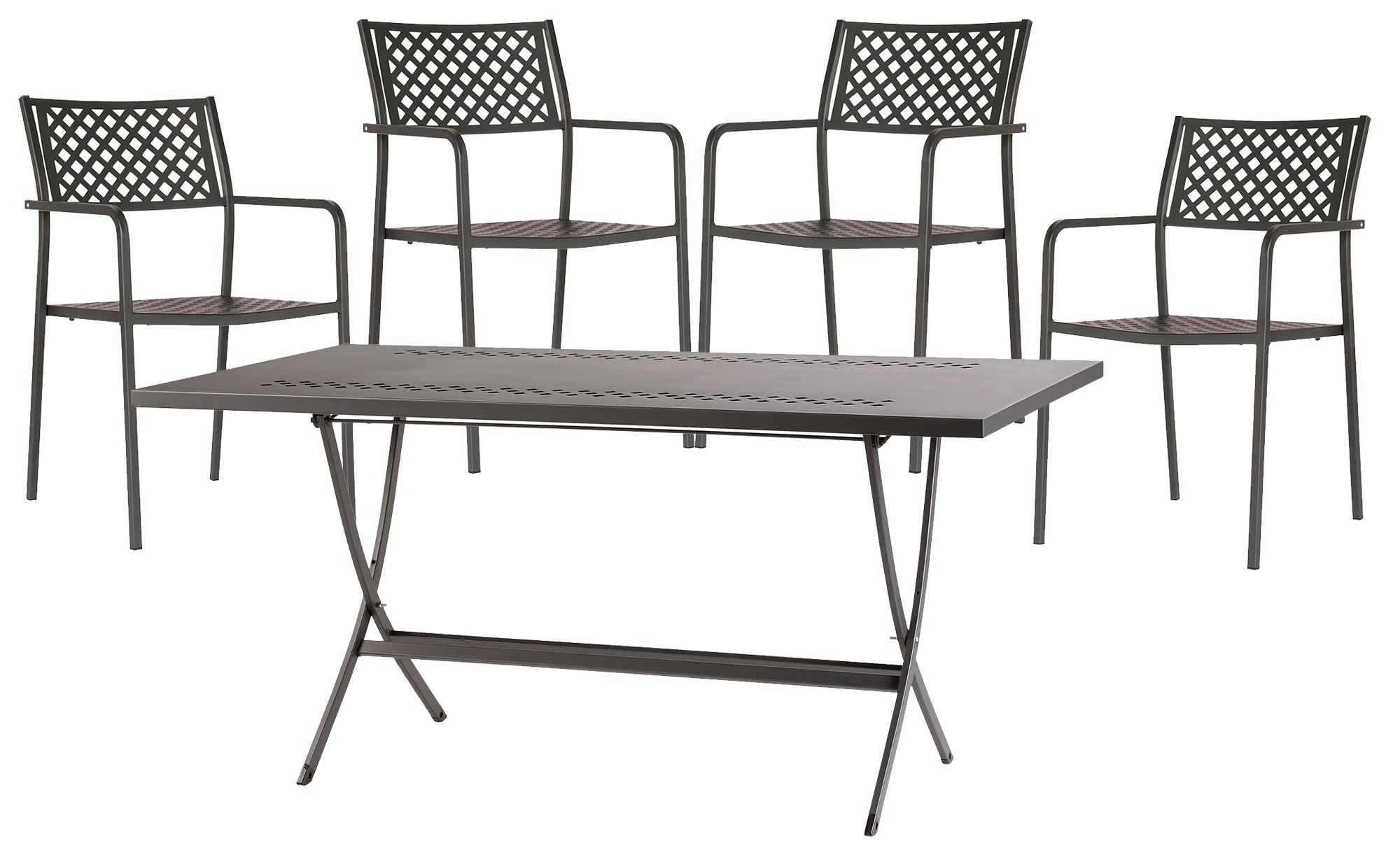 Set Tavolo Pieghevole e 4 Sedie da Giardino in Acciaio RD Italia Lola Antracite