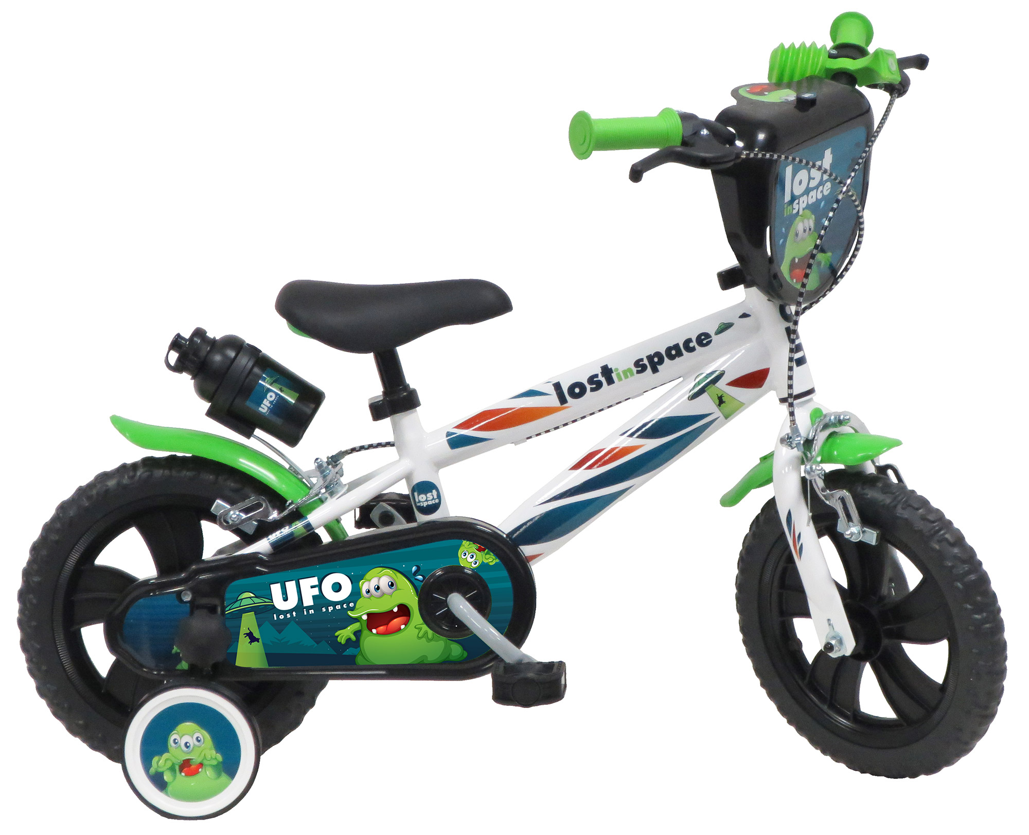 Image of Bicicletta per Bambino 12&quot; 2 Freni Gomme in EVA Ufo Bianca/Verde