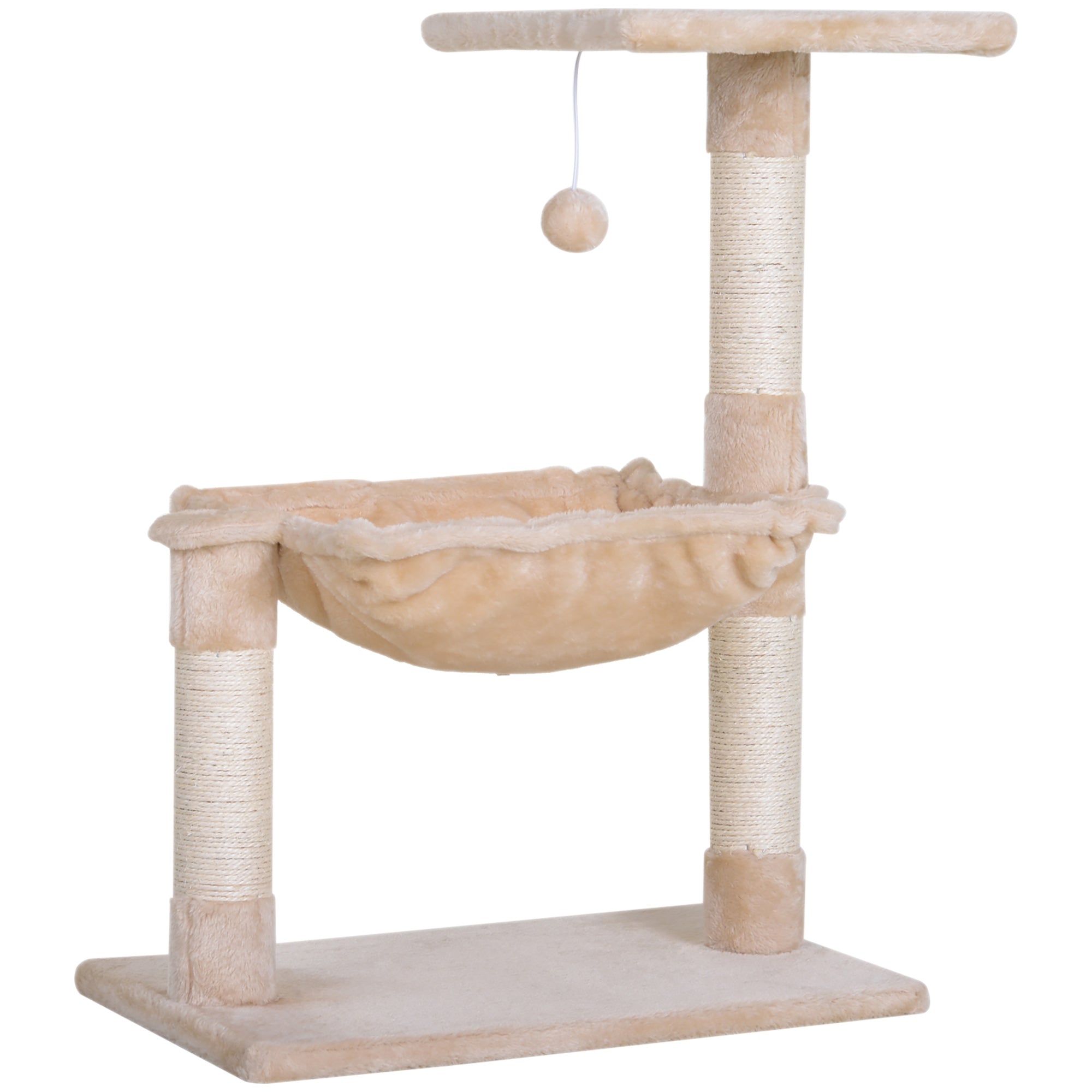 Image of Torre Tiragraffi per Gatti 50x36x70 cm in Legno e Peluche Beige