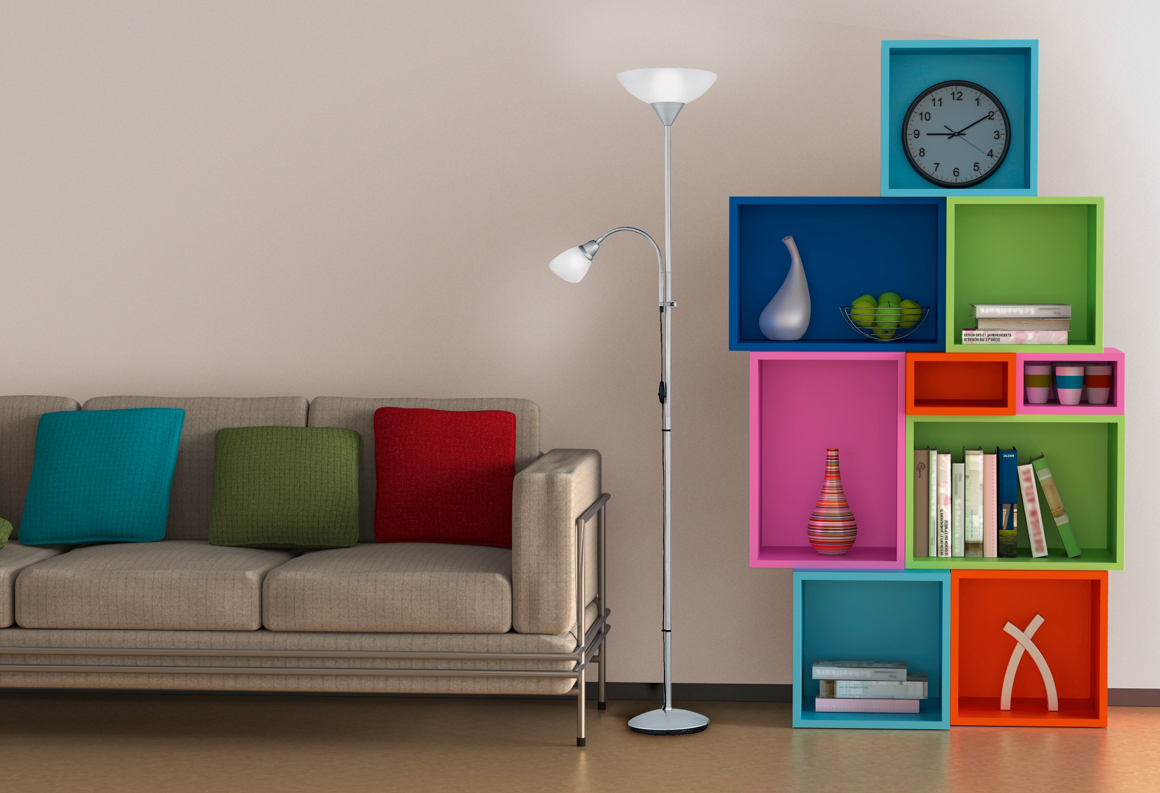 Piantana da Interno E27 + E14 in Metallo Titanio...