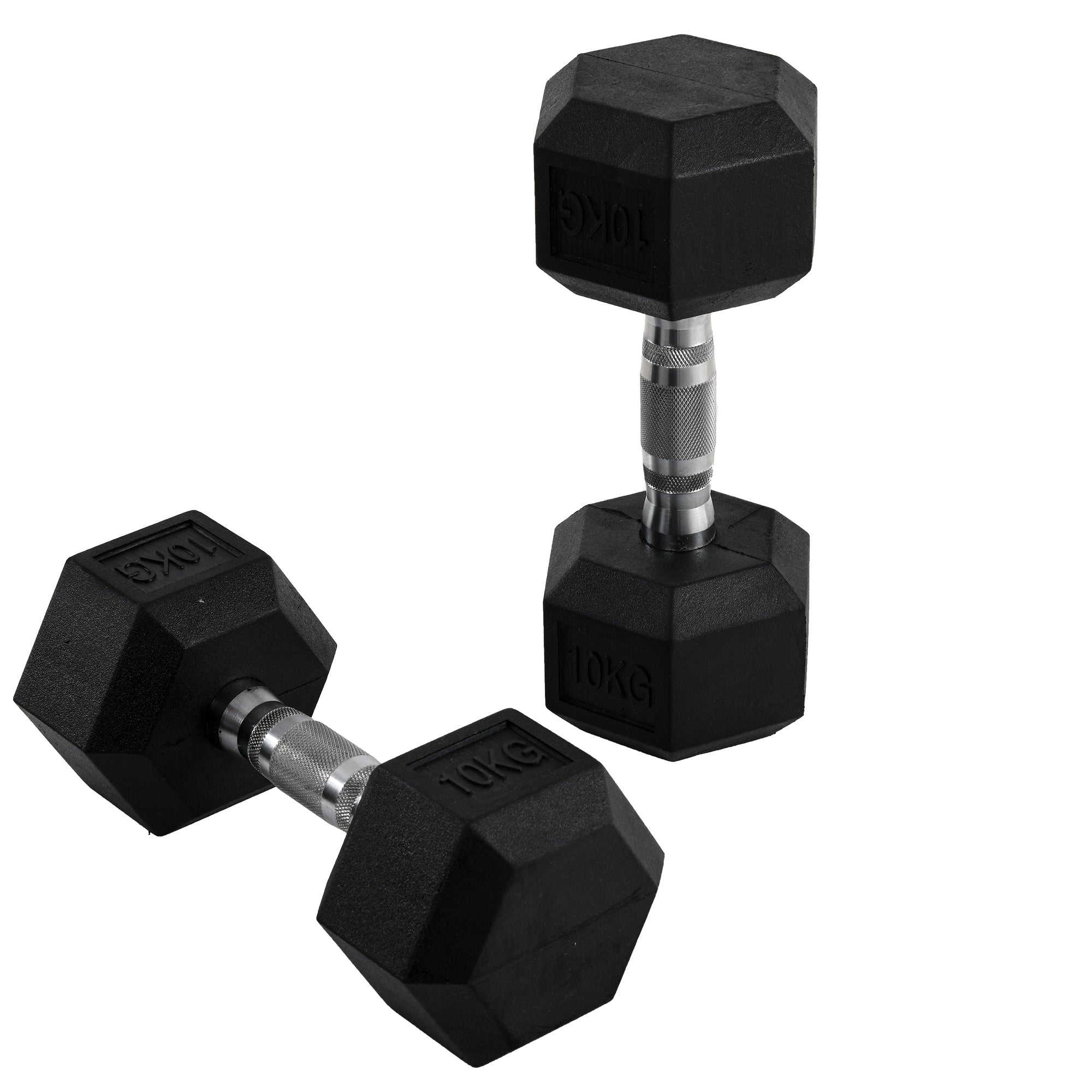 Image of Set 2 Manubri Esagonali da 10kg per Workout in Palestra Casa e Ufficio in Metallo e Gomma Nero