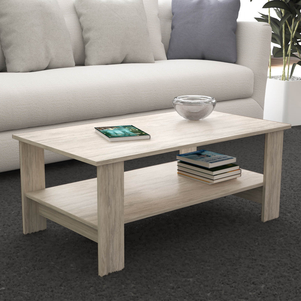 Tavolino Salotto Match 100x55x41 h cm in Truciolare bilaminato Pino Chiaro...