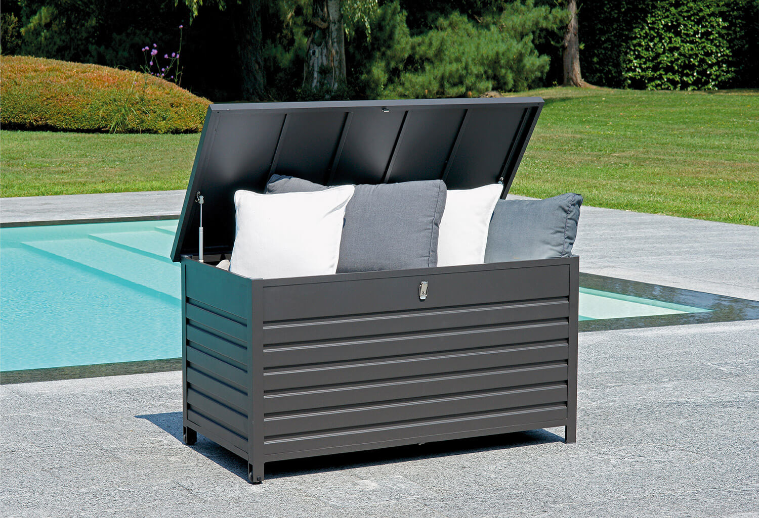 Baule da Esterno con Ruote 142x72x74 cm Grigio...