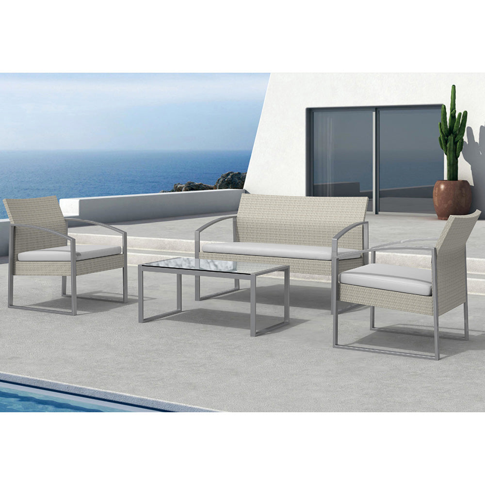 Image of Set Salotto da Giardino Divano + 2 Poltrone + Tavolino Alicante Bianco