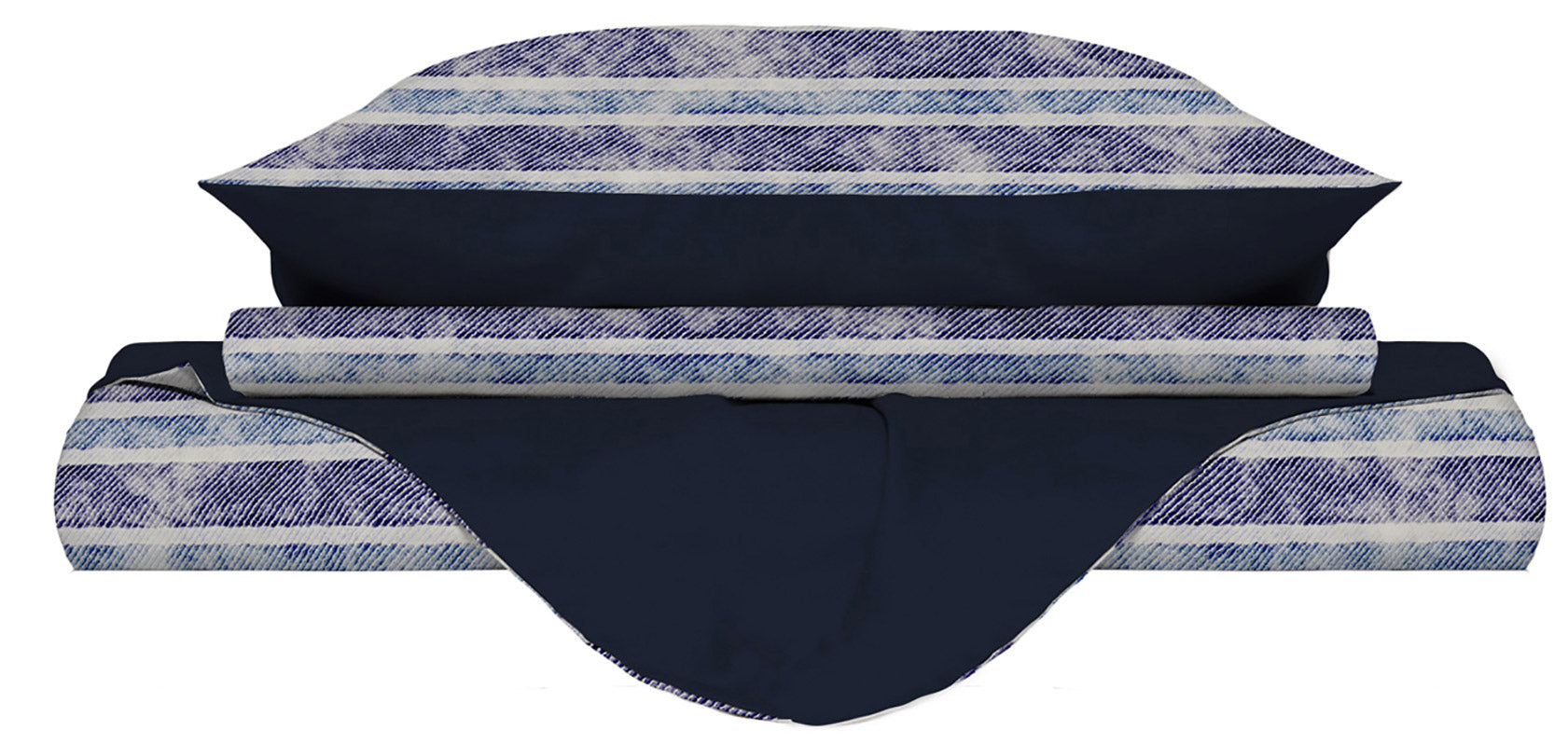 Copripiumino Singolo con Stampa sul Sacco e Federe Doubleface Jeans Stripes 