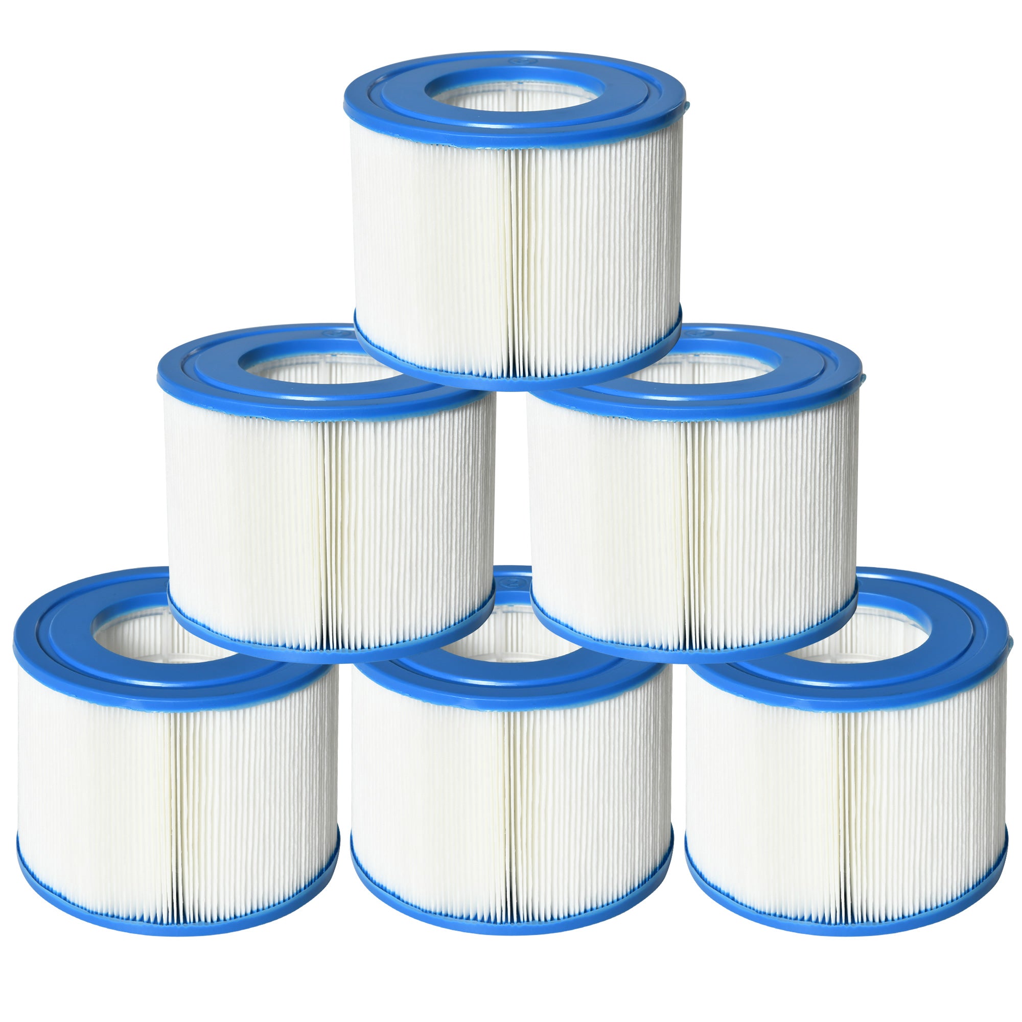 Set 6 Filtri per Piscine e Spa Gonfiabili Ø10,5x8 cm in Tessuto non Tessuto Blu e Bianco