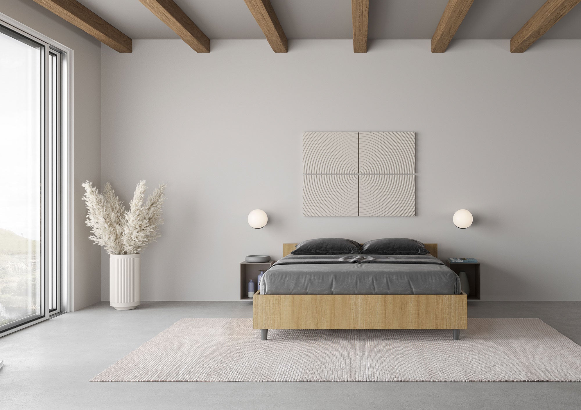 Letto Matrimoniale Francese 140x200 cm Senza Rete Nuamo Quercia Natura...