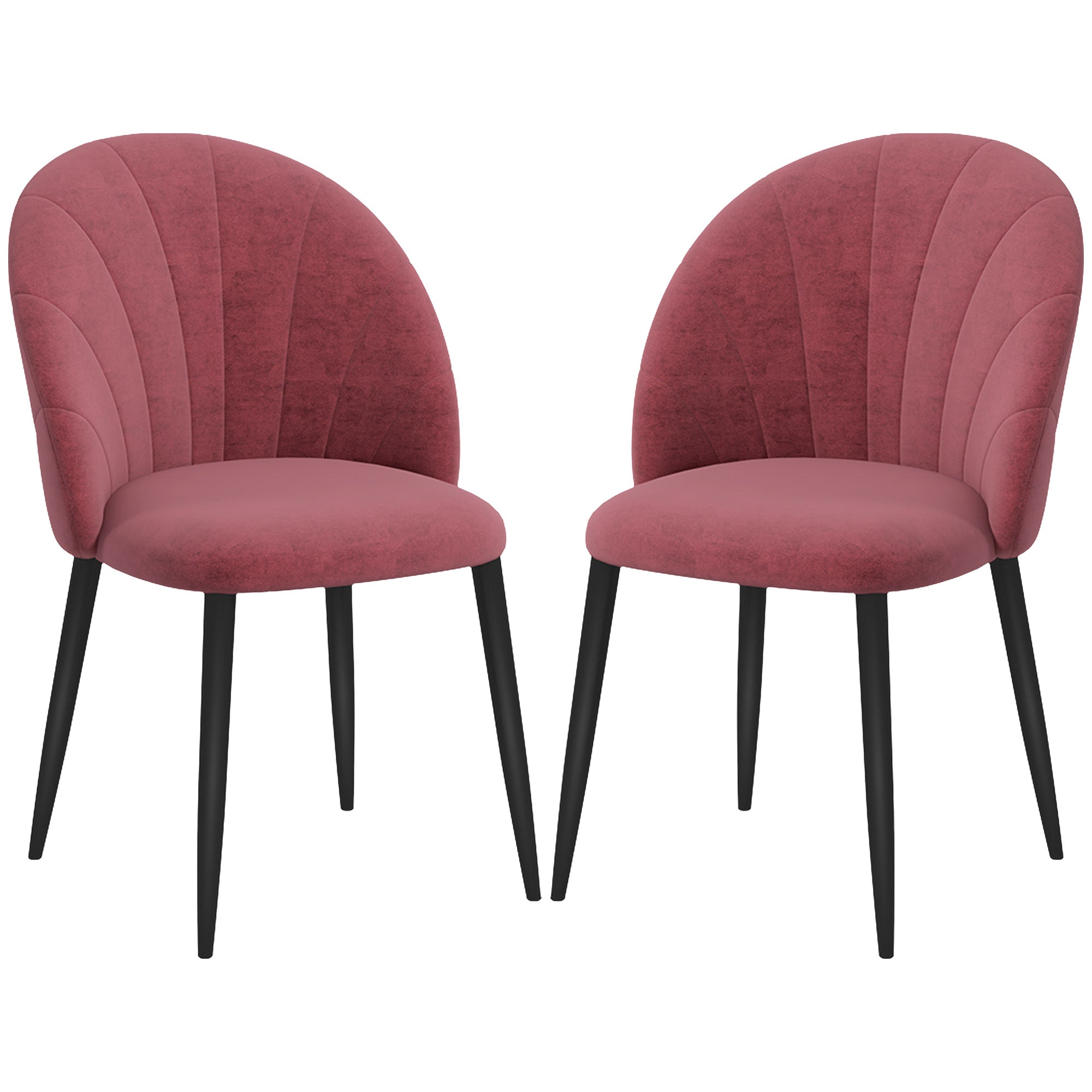 Image of Set 2 Sedie da Pranzo in Velluto Imbottite 52x54x79 cm con Gambe in Metallo Rosso Antico