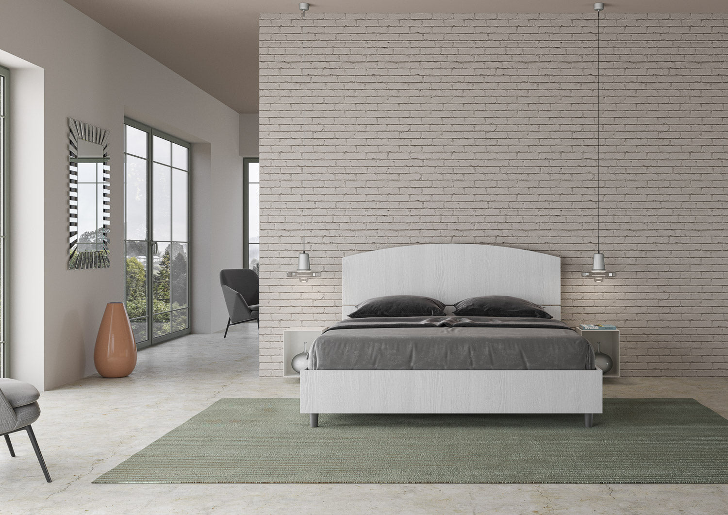 Letto Matrimoniale 160x200 cm Senza Rete Dora Bianco Frassino...