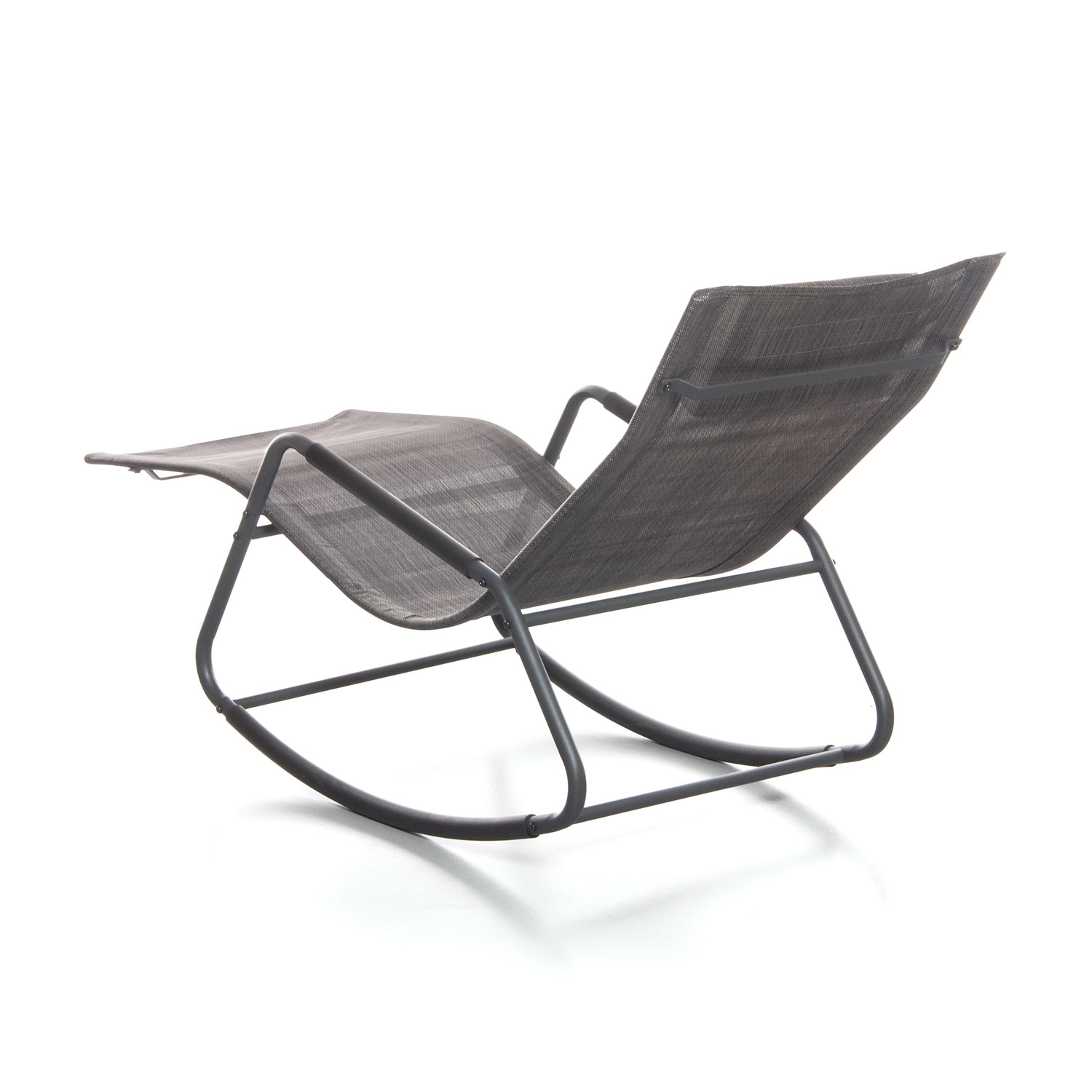 Sedia Sdraio a Dondolo da Giardino Rocking Lounge 143x57x81 cm in Textilene Grigio...