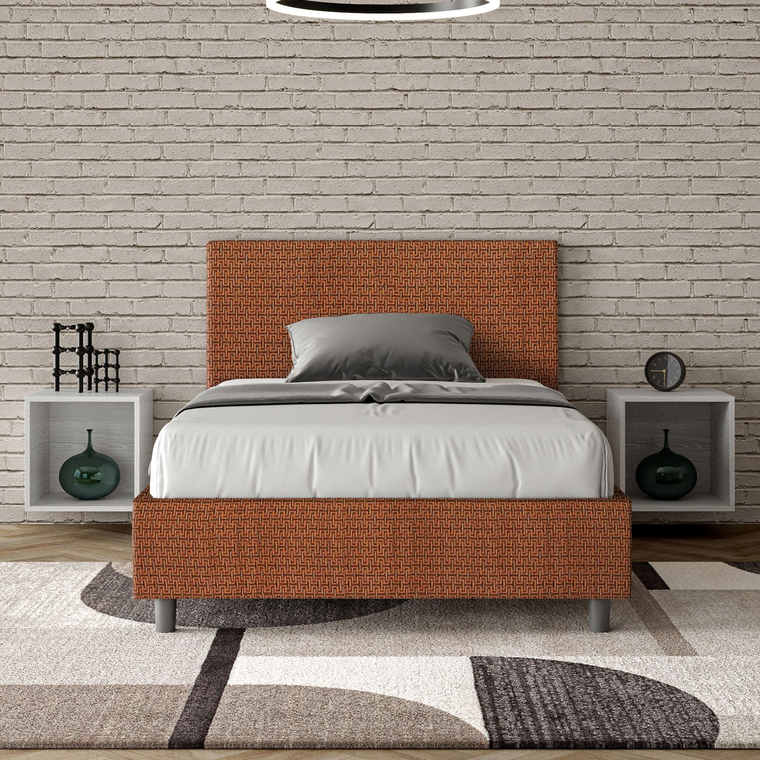 Letto 1 Piazza e Mezzo 120x200 cm Senza Rete Adele Labirinto 04 Arancione...