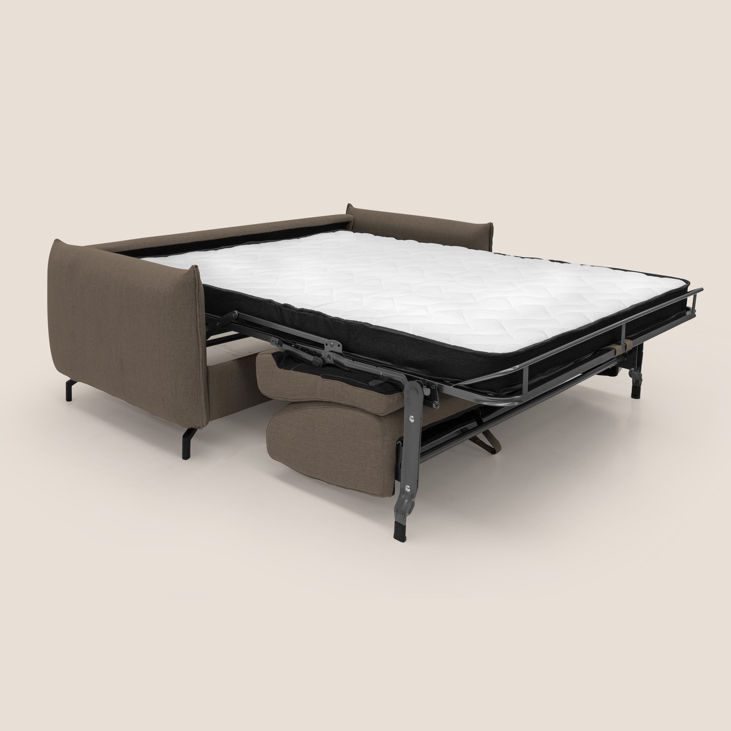 Divano Letto 3 Posti 215x95x96 cm in Tessuto Marrone