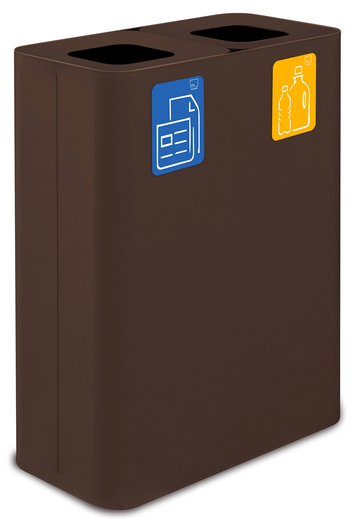 Pattumiera Sistema di Raccolta Rifiuti 60x30xh80 cm In Acciaio Verniciato Doppio Scomparto Marrone...
