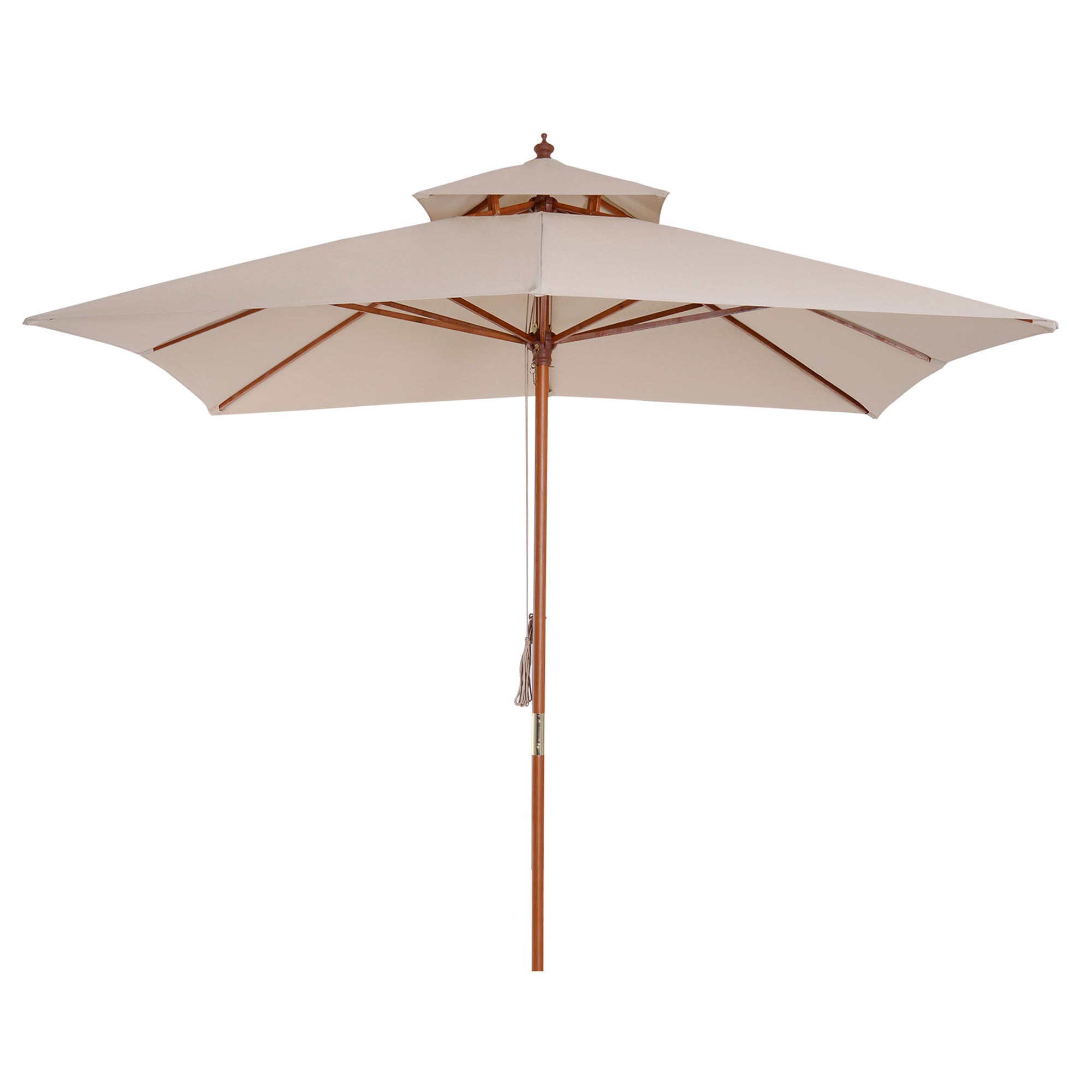 Ombrellone da Giardino 3x3 m Palo Ø48 mm in Bambù Doppio Tetto Crema