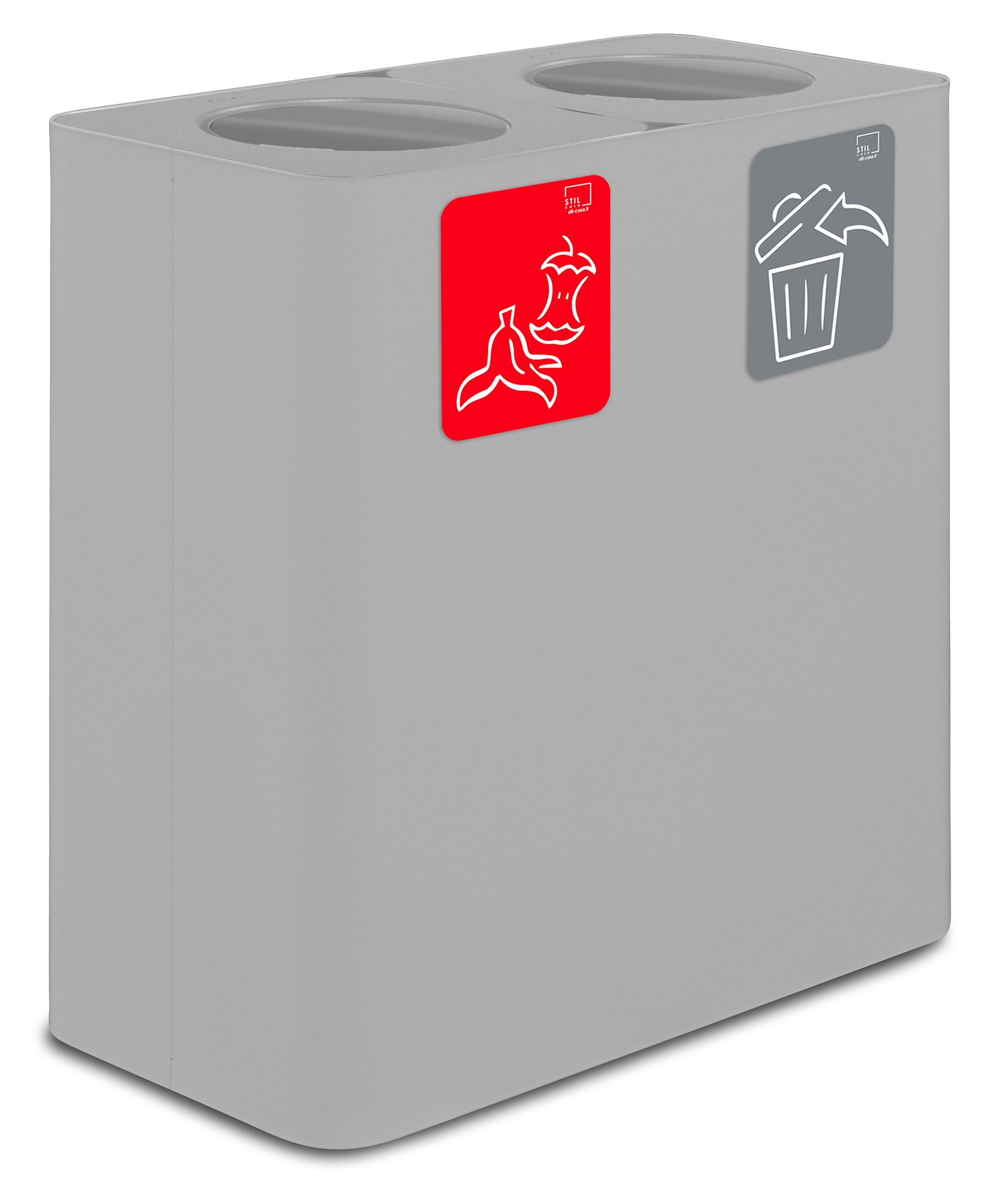 Pattumiera Sistema di Raccolta Rifiuti 77x38xh80 cm in Acciaio 3 Scomparti Bianco...