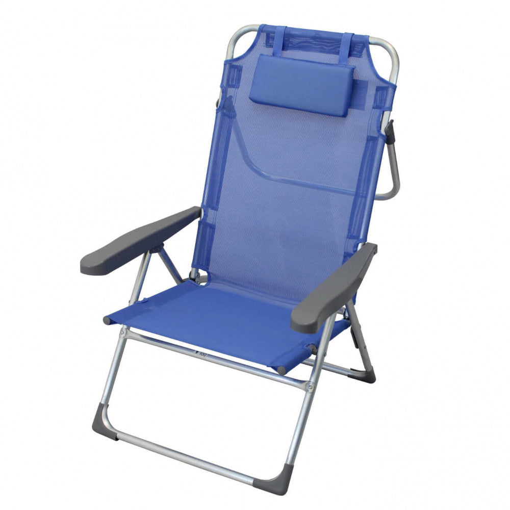 Spiaggina Bibione Alta con Cuscino 67x65x99 h cm in Textilene Azzurro...