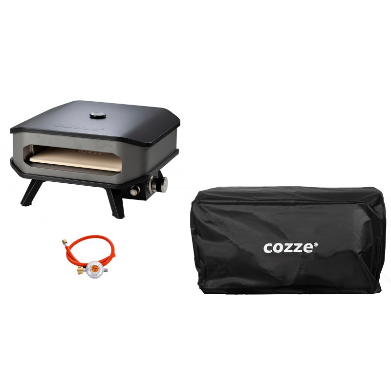 Forno per Pizza a Gas 13' Fino a 450° 34x34 cm con Pietra Refrattaria e Copertura...