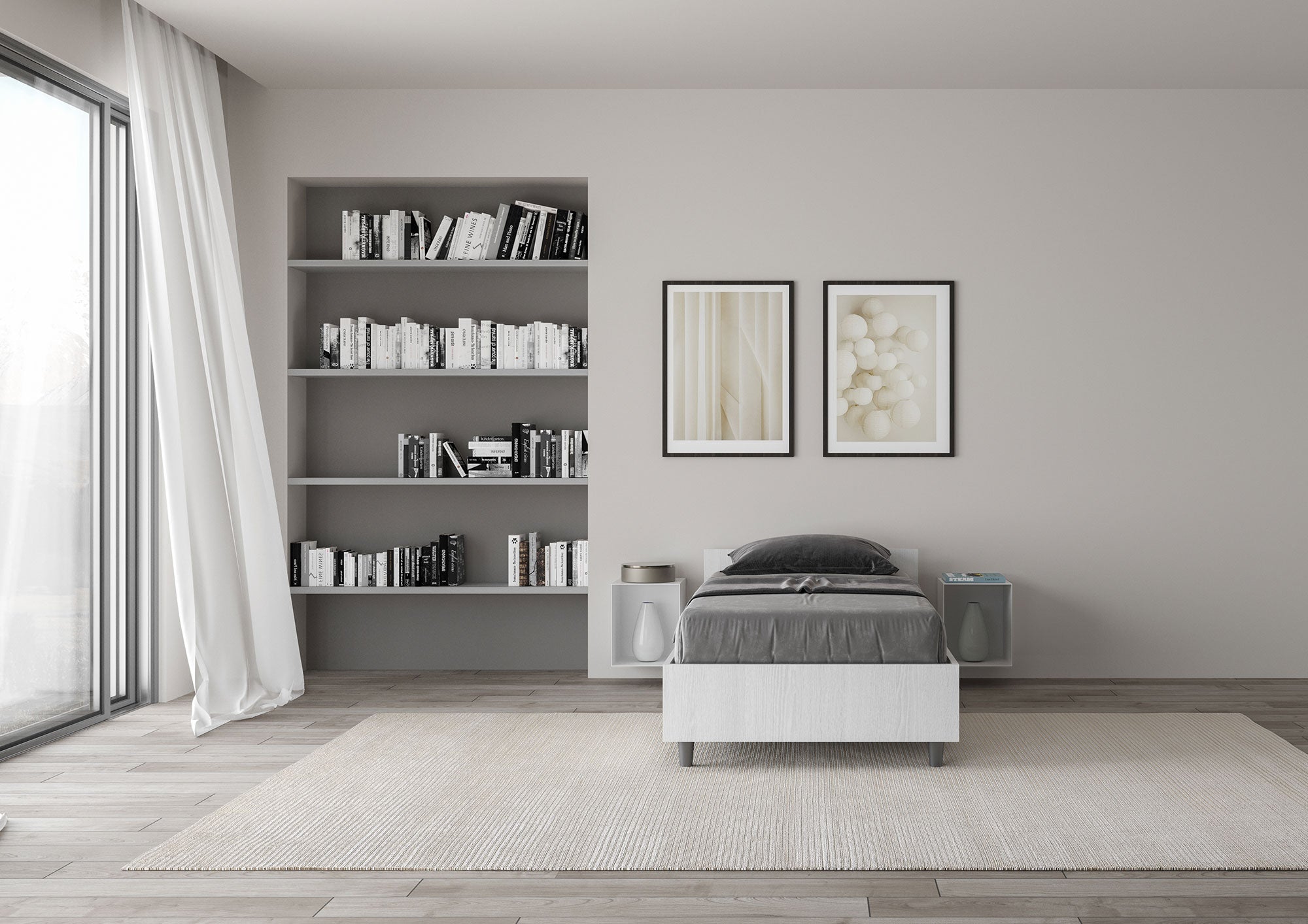 Letto Singolo 80x200 cm Senza Rete Nuamo Bianco Frassino...