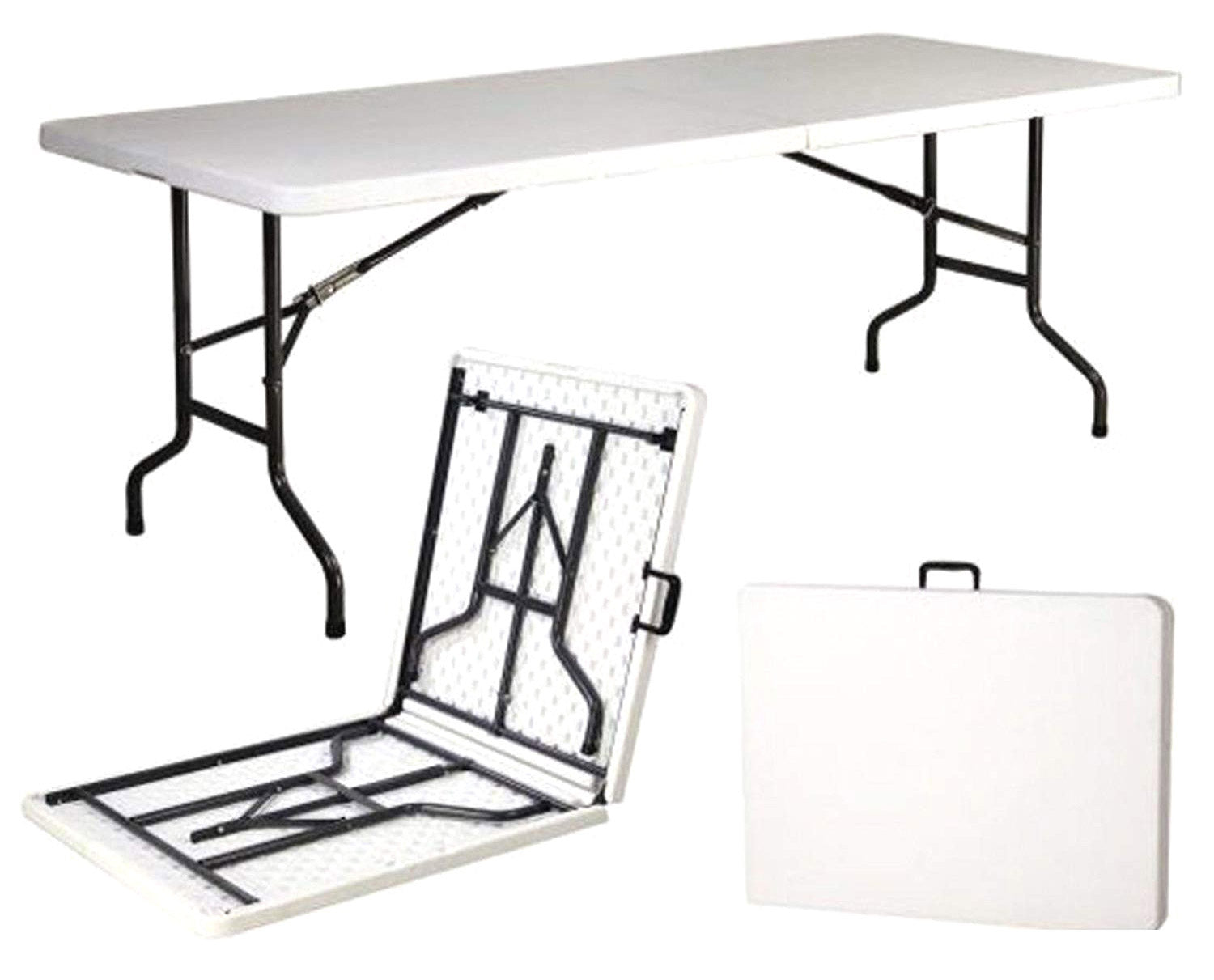 Tavolo Rettangolare Pieghevole da Catering 242x76x74 cm in Polietilene Vorghini Bianco...