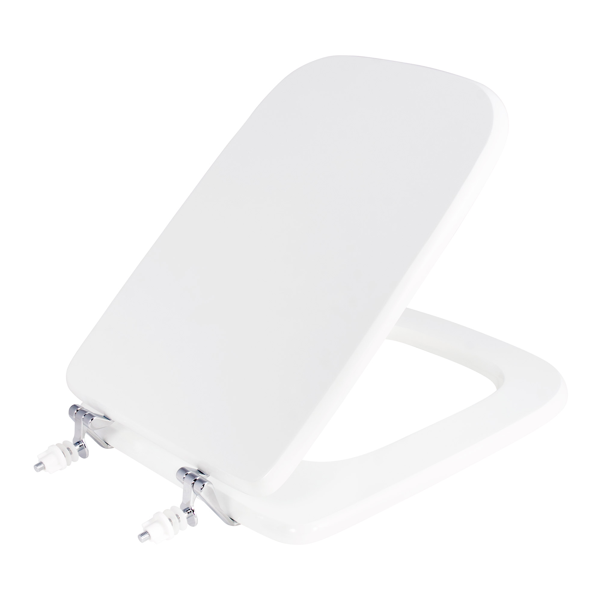 Copriwater Universale 34,2x42,6 cm in MDF Cerniere in Metallo Cromato Conca Bianco Lucido