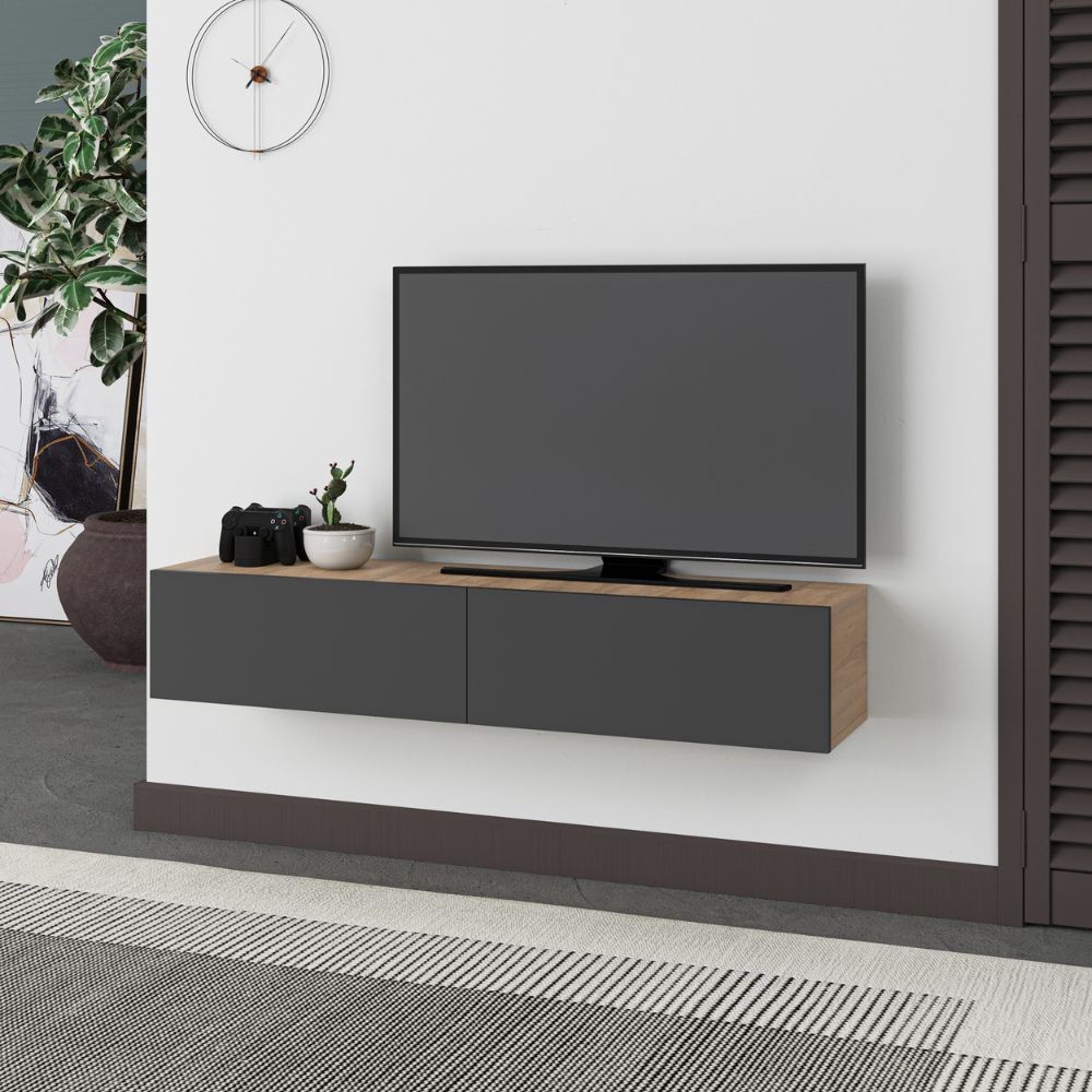 Mobile TV Sospeso 135x31,7x25 cm in MDF Francy Rovere Antracite