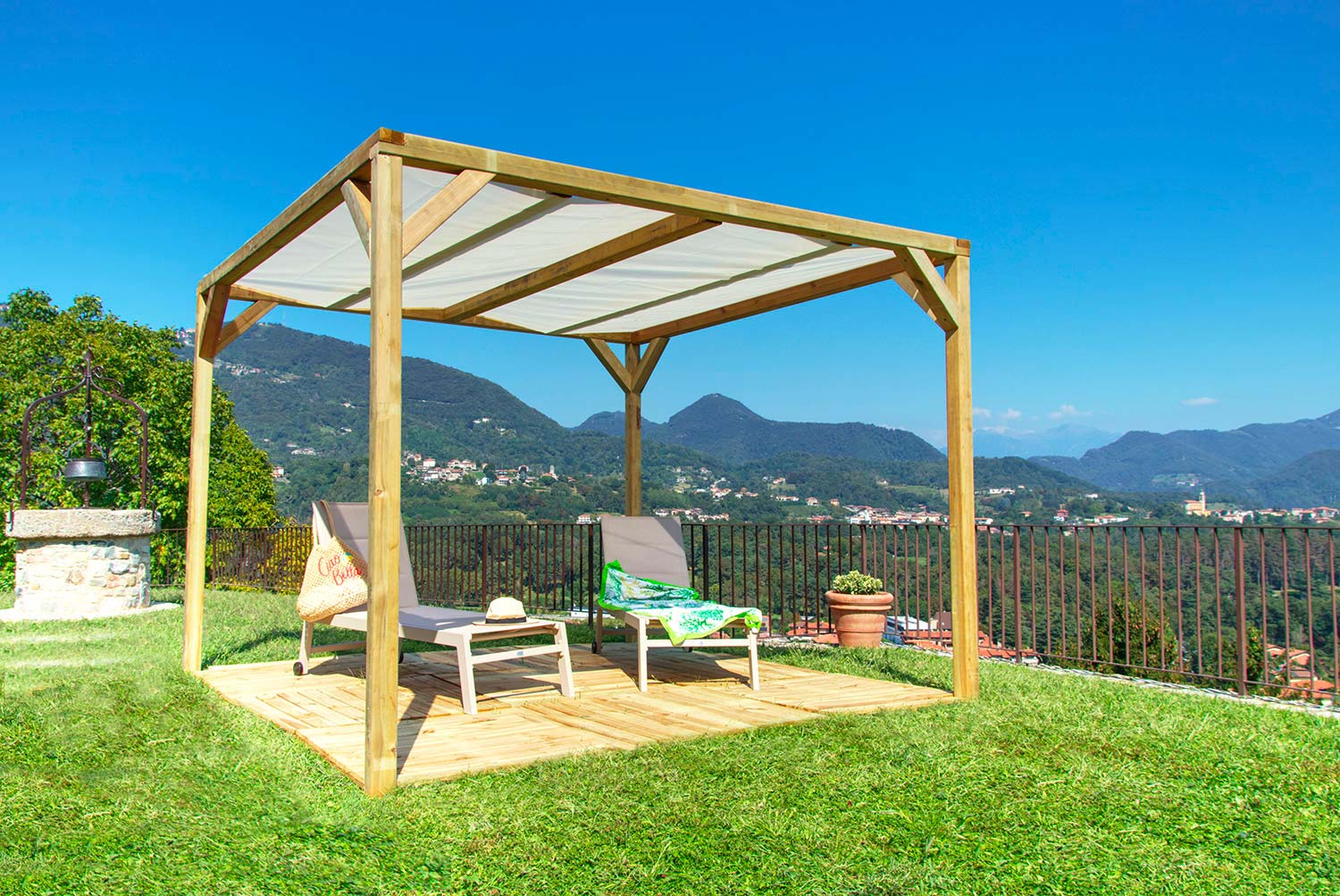 Telo Copertura per Pergola da Giardino Ponza Ombreggiante in PVC Microforato Bianco...