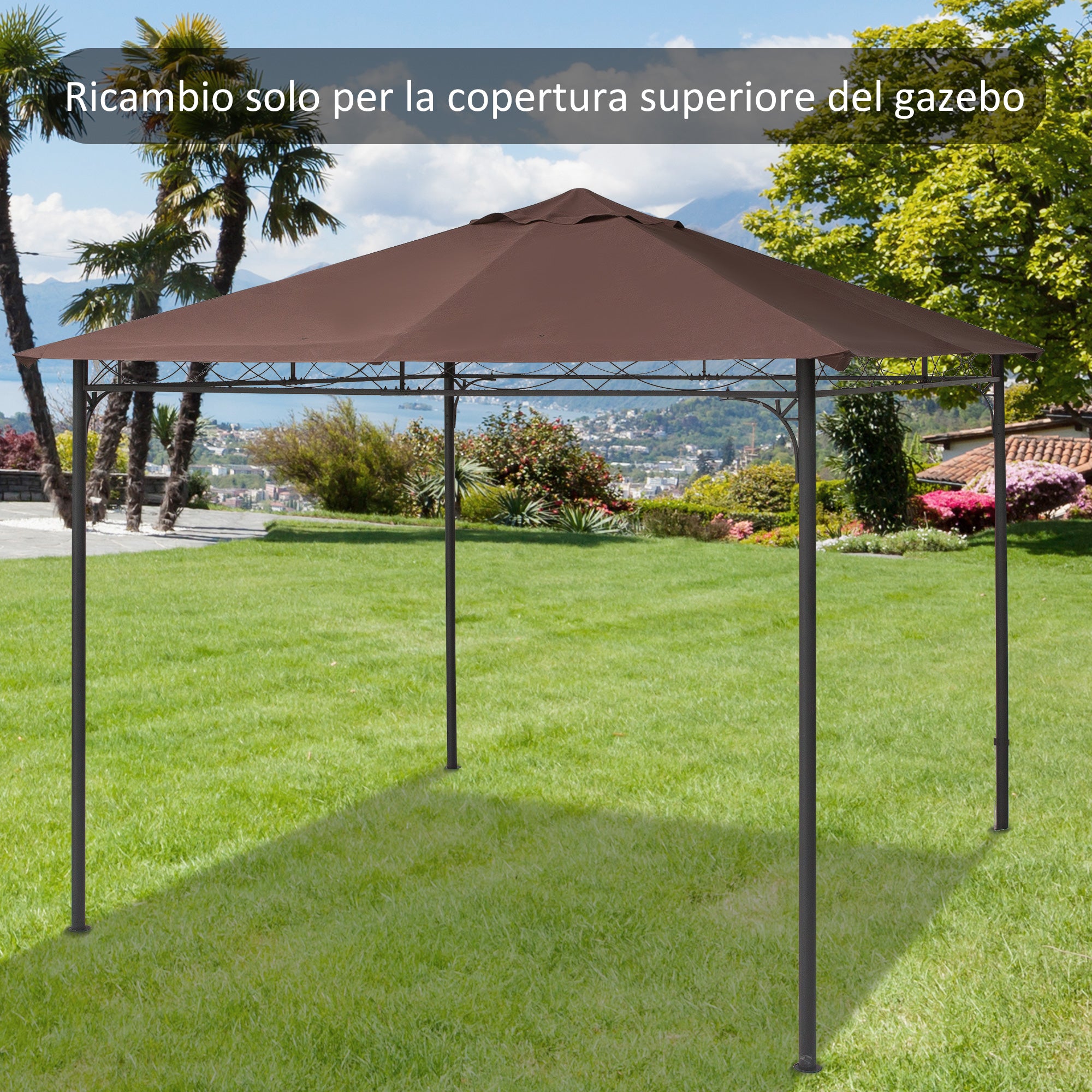 Tetto di Ricambio Gazebo 3x3m in Poliestere Marrone...