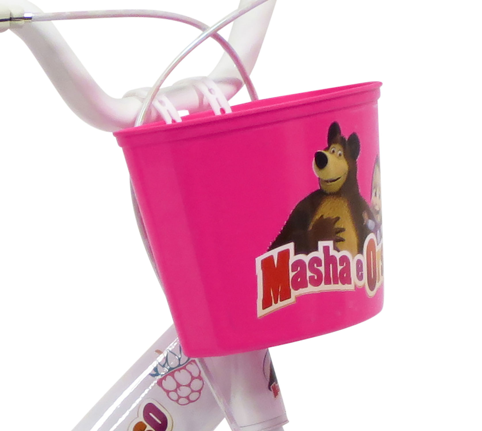 Bicicletta per Bambine 16" Masha e Orso Freni Caliper e Stabilizzatori in Acciaio Hi-Ten Bianco...