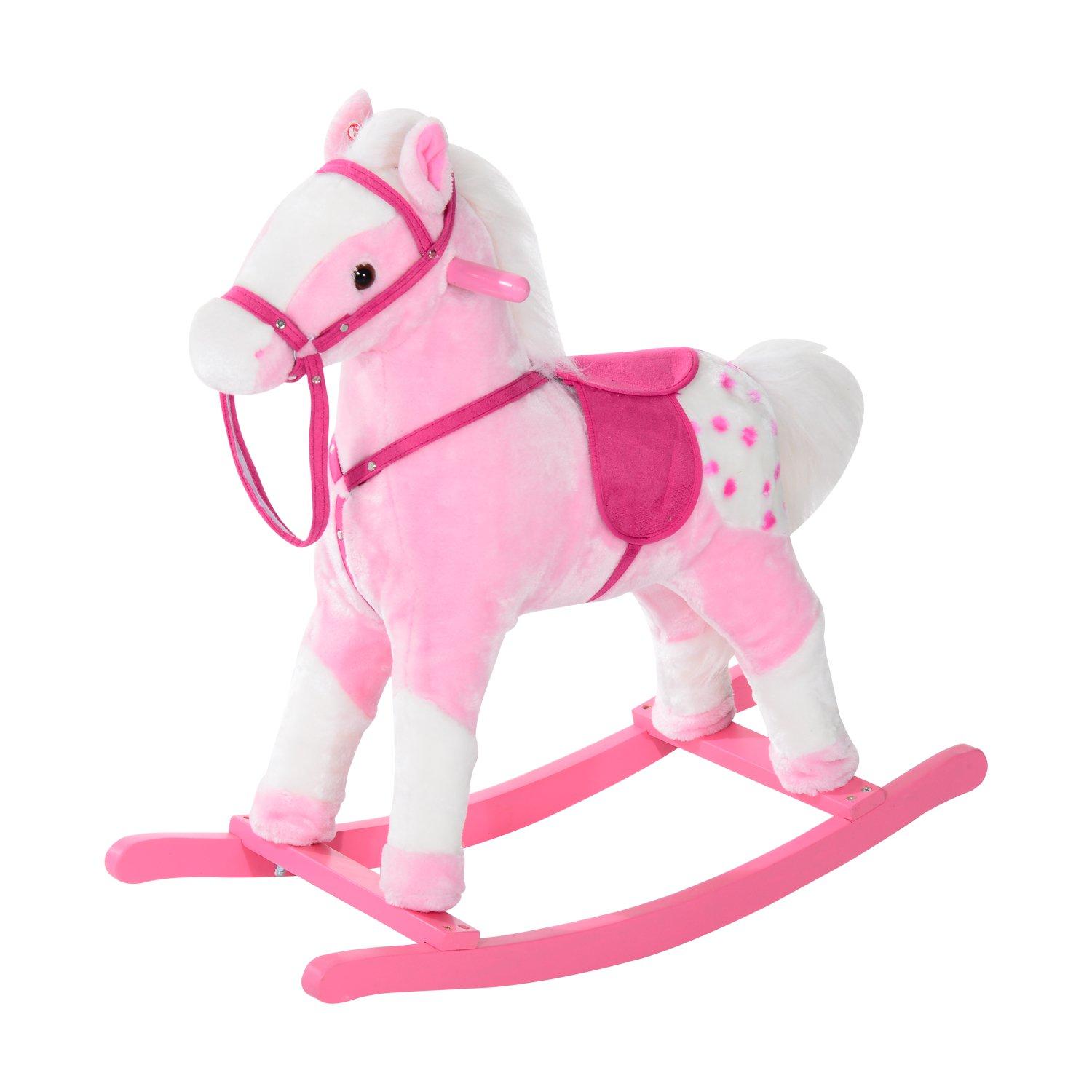 Cavallo a Dondolo per Bambine con Suoni Rosa 