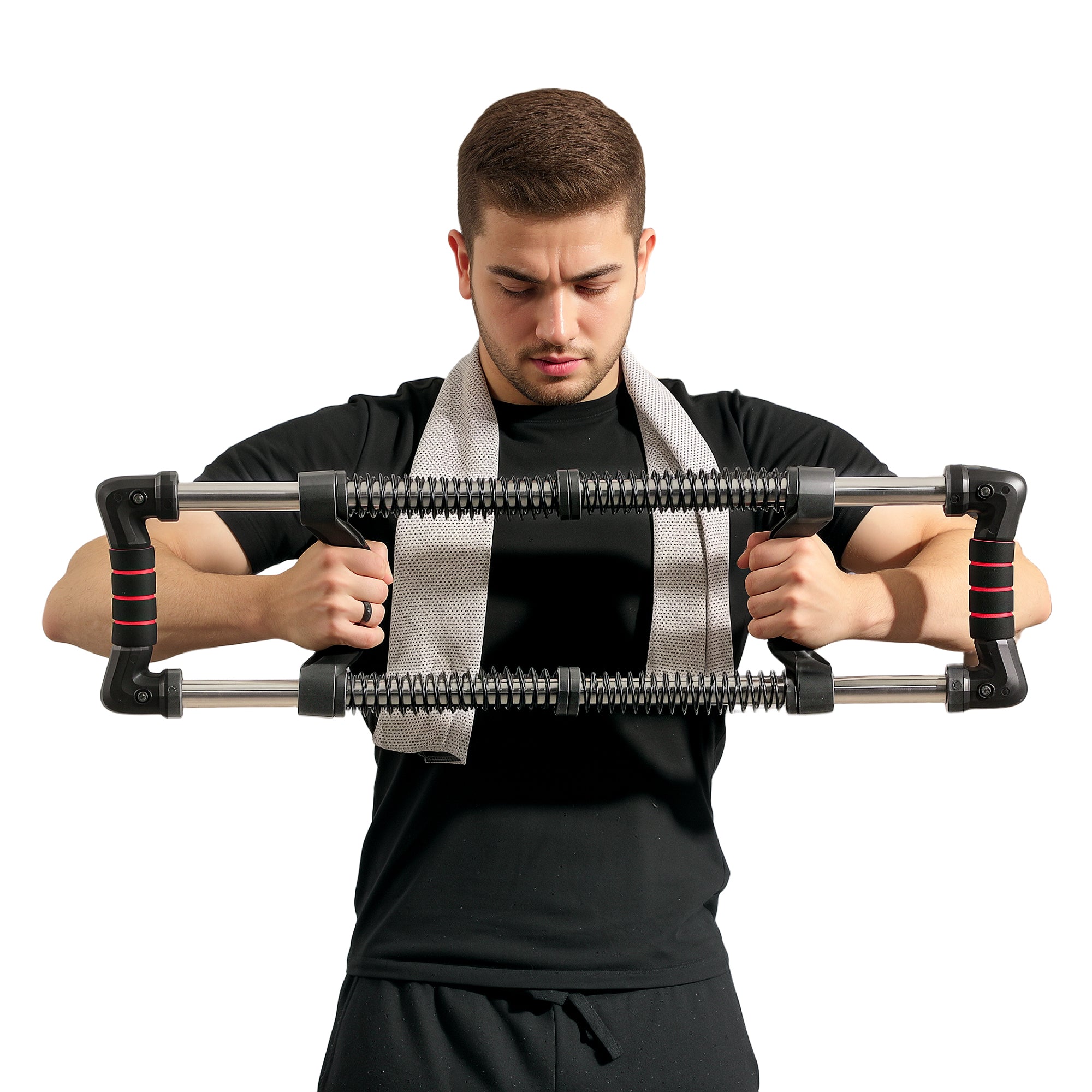 Power Twister Estensore per Pettorali a 4 Molle con Resistenza da 10 a 80 kg in Acciaio Inox Nero