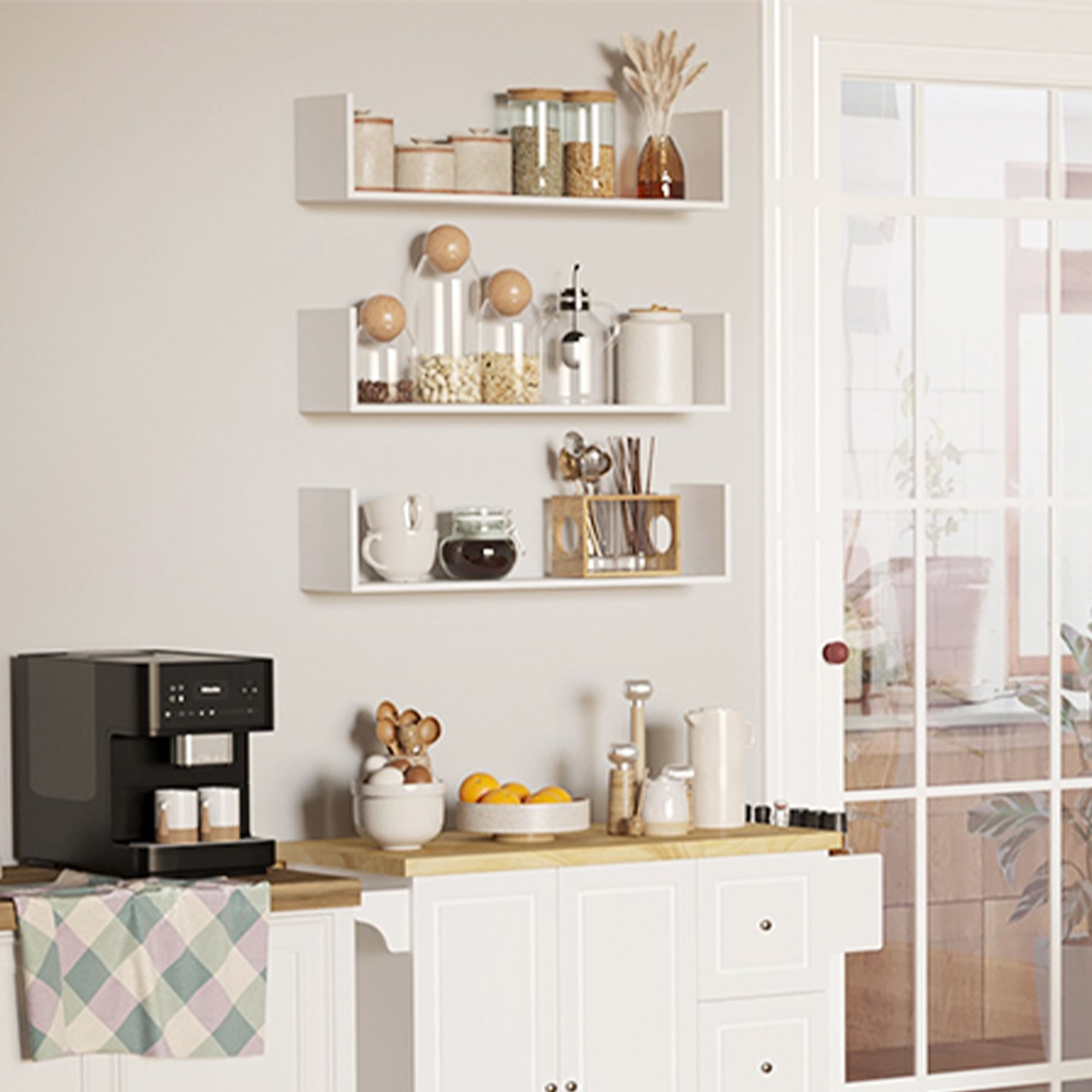 Set 3 Mensole da Parete 80x18x18 cm in MDF Bianco...