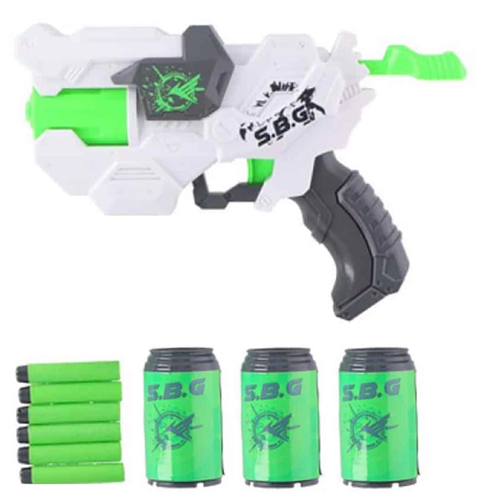 Pistola Giocattolo per Bambini con 6 Colpi Munizioni 3 Barattoli Tiro Bersaglio...