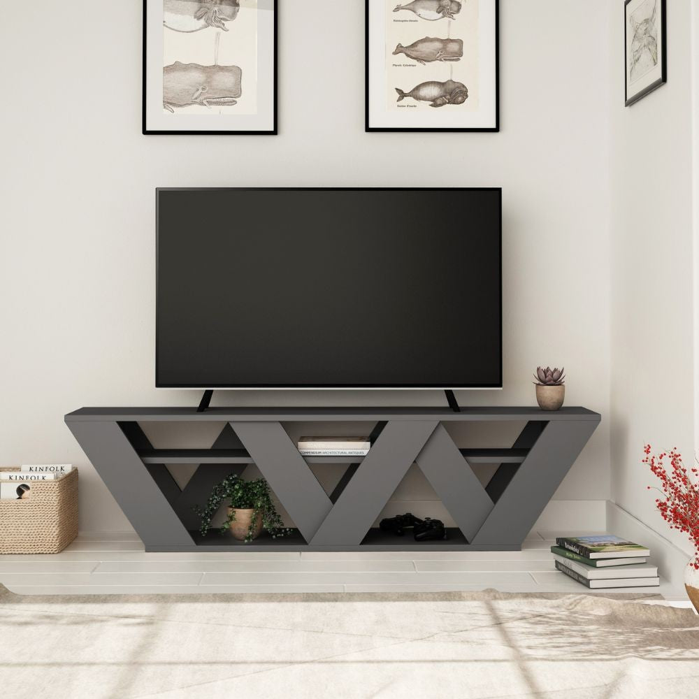 Mobile TV Moderno 1 Ripiano 158x30x40 cm in MDF Ralla Antracite...