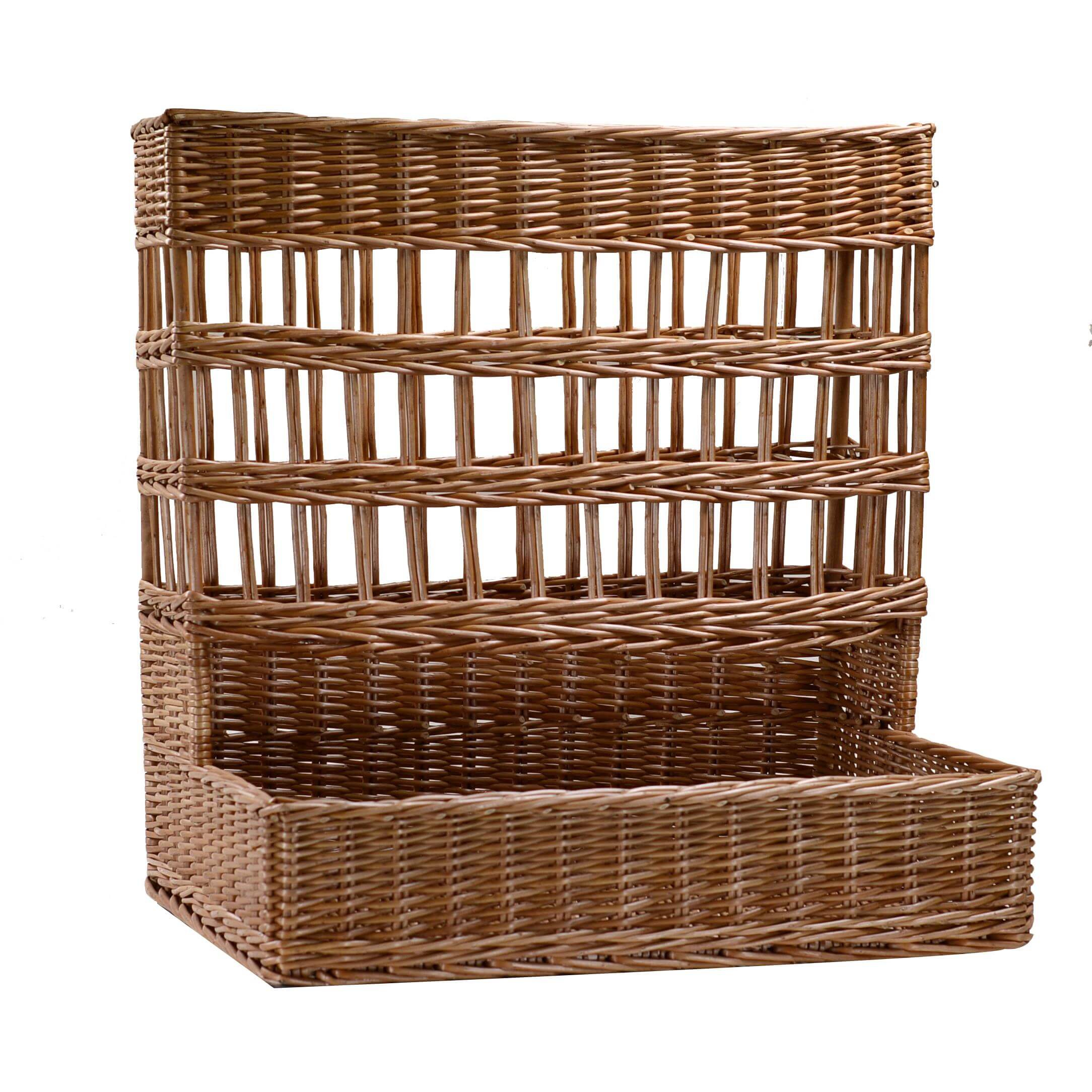Image of Cesta espositore in vimini rettangolare cm 46x43xh12/58 - base cm 45x43