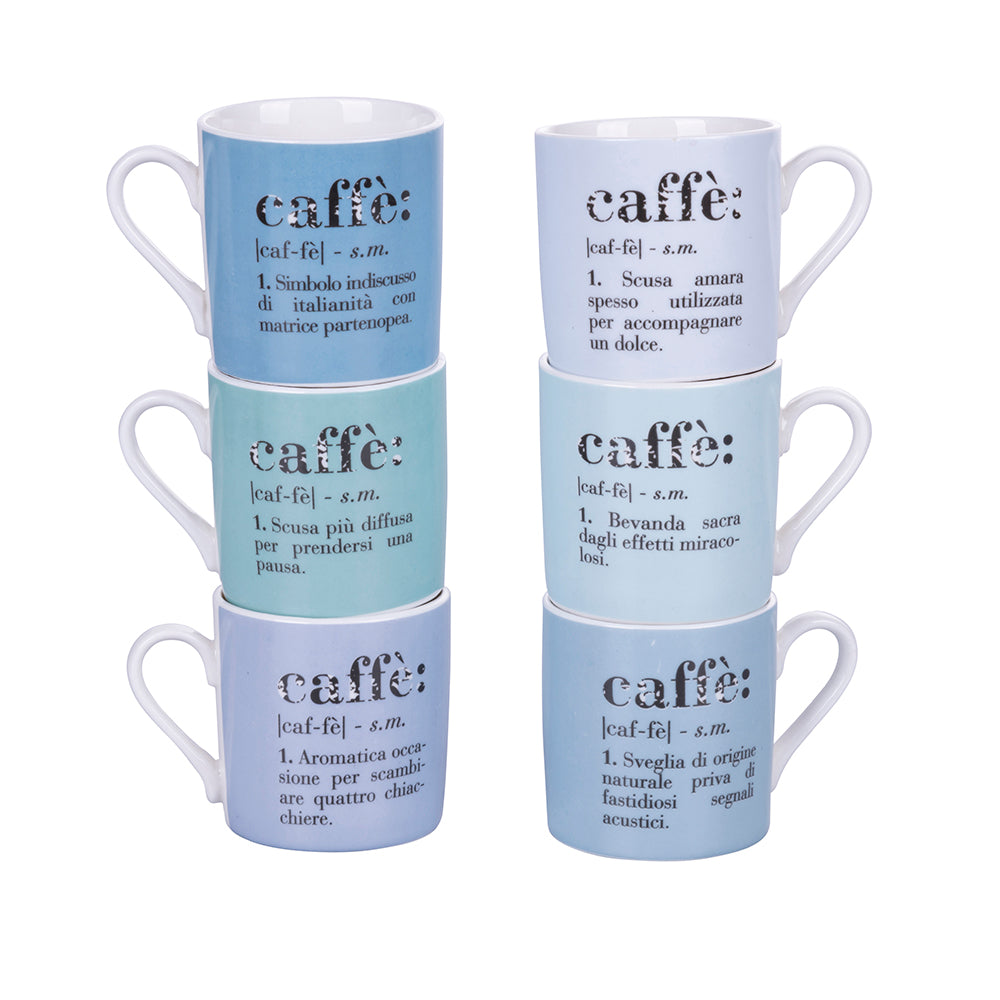 Set 6 tazzine Caffè Ø6x6 cm in New Bone China VdE Tivoli 1996 Ocean...