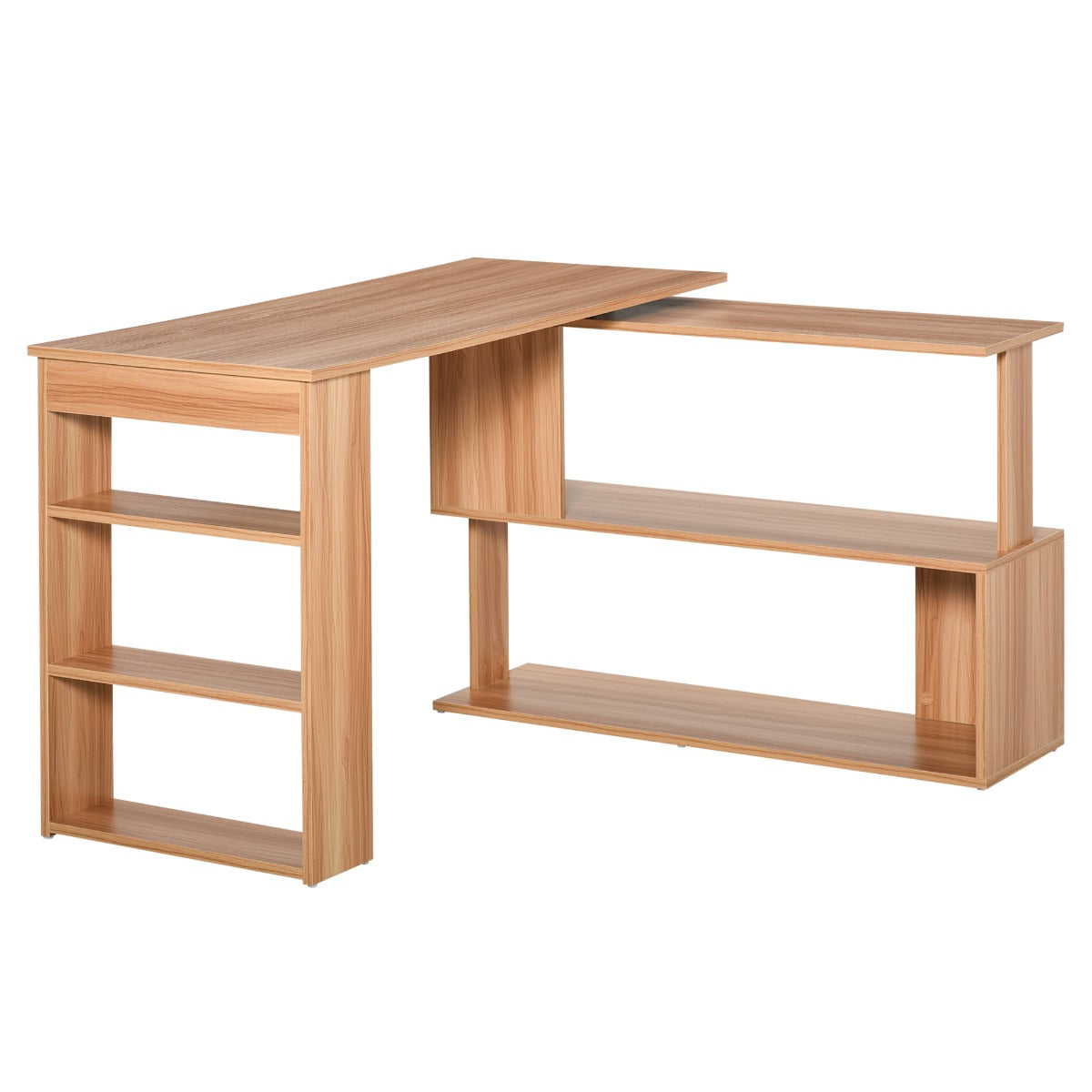 Scrivania Angolare Multiposizione con 5 Ripiani Legno 120x110x74,5 cm