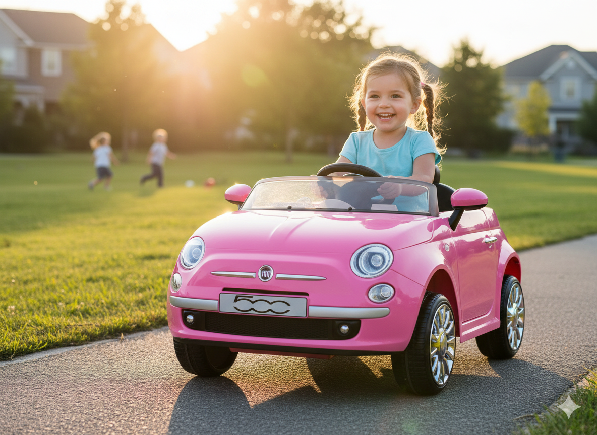 Macchina Elettrica per Bambini 12V con Licenza Fiat 500 Rosa...