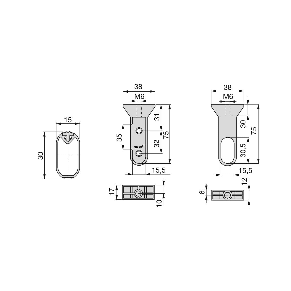 Kit Tubo per Armadio Silk L 1,15 m Anodizzato Opaco Alluminio e Tecnoplastica Emuca...