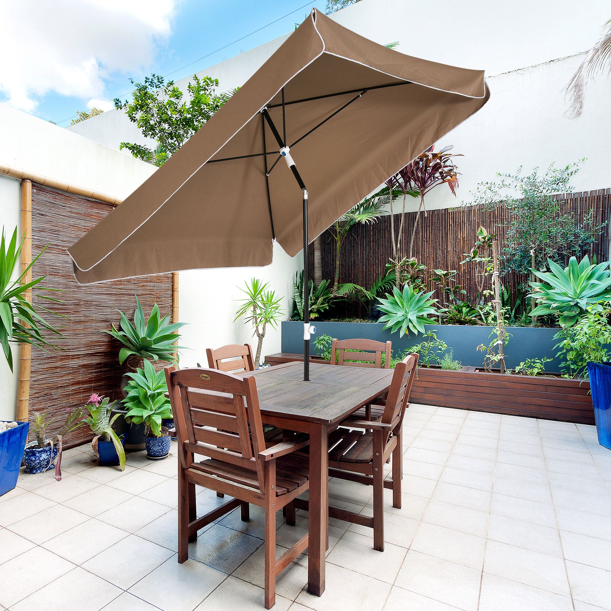 Ombrellone da Giardino 2x2 m Palo Ø28 mm in Matallo e Poliestere Marrone...
