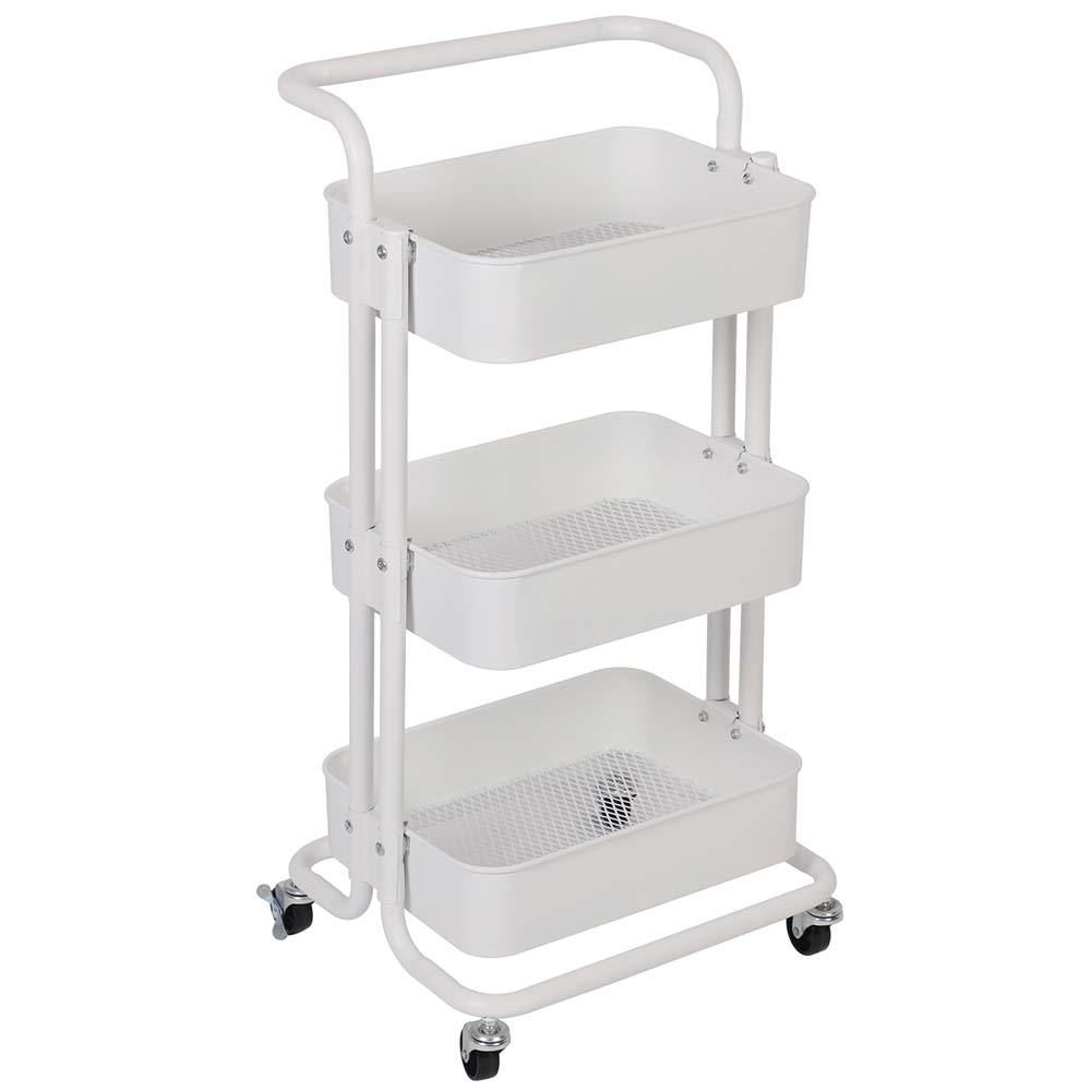 Carrello Salvaspazio Relaxdays | 4 Ripiani In MDF | Ruote | 83,5x18x59,5 Cm | Per Cucina O Bagno | Bianco E Acciaio
