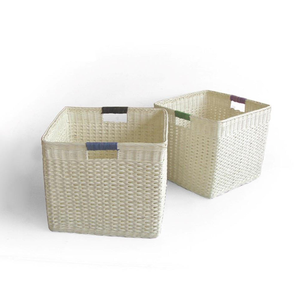 Image of Set 2 Cestini in rattan naturale con manici quadro