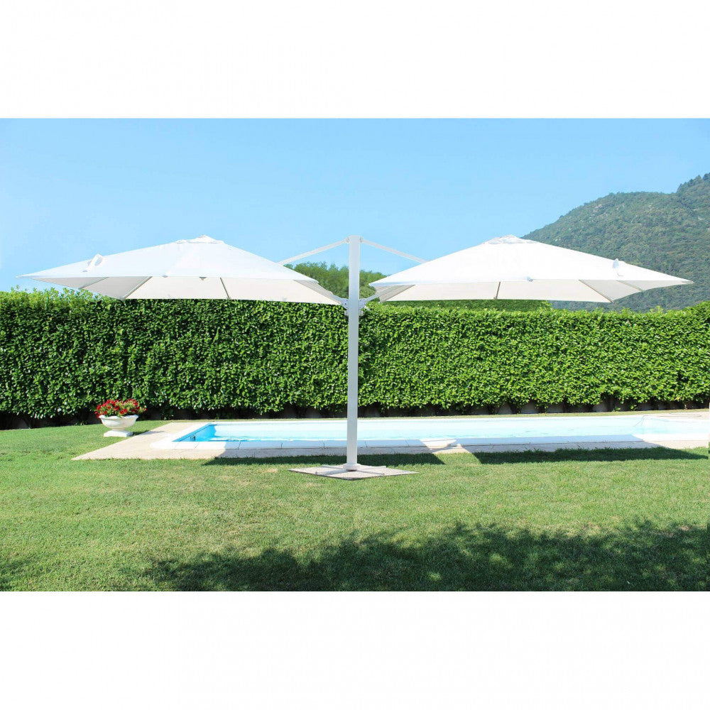 Ombrellone da Giardino Doppio Archimede 3x3 m in Alluminio Bianco Telo Bianco...