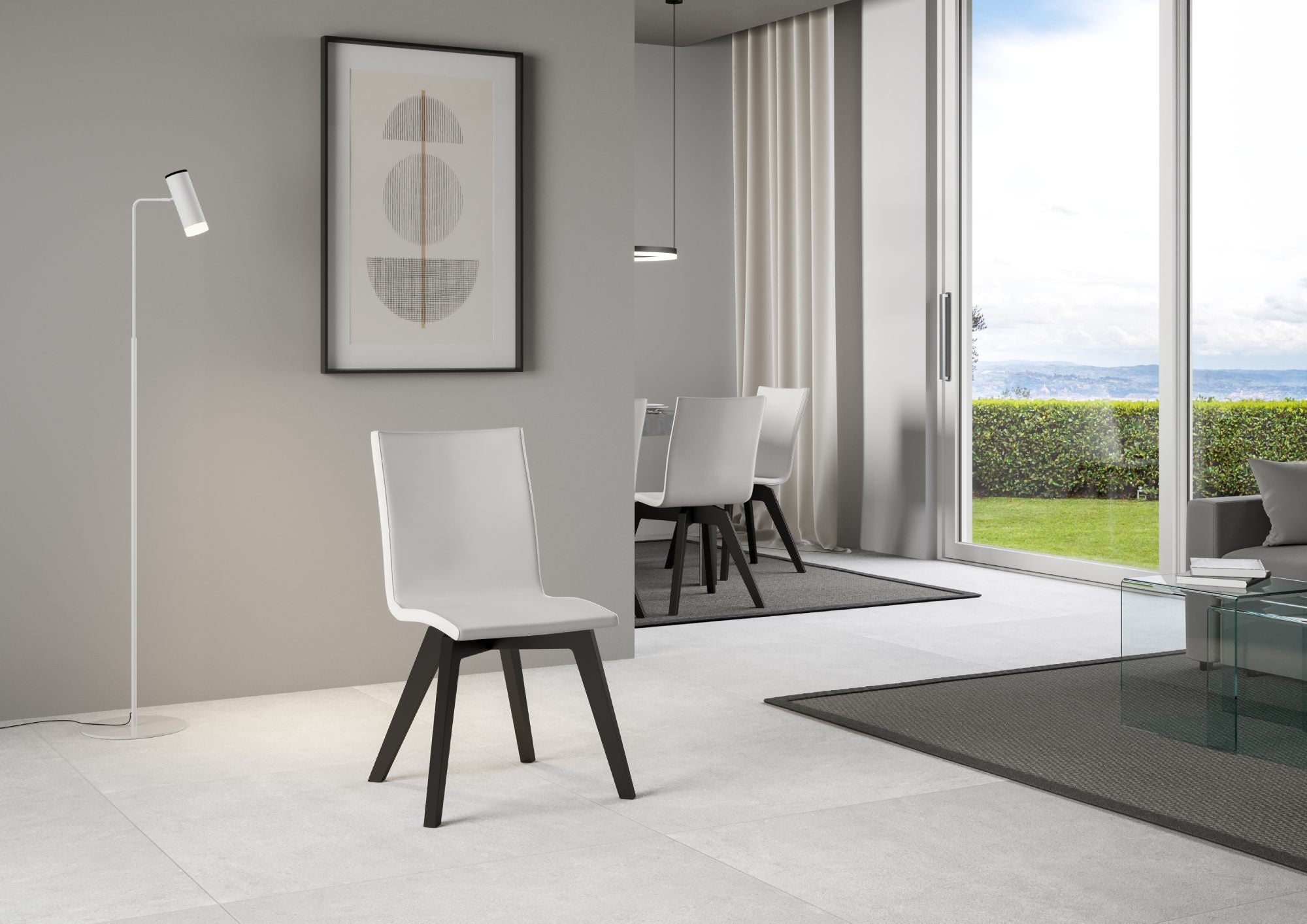Image of Sedia 52x52x87 cm Trudy gambe Antracite in Similpelle Bianco