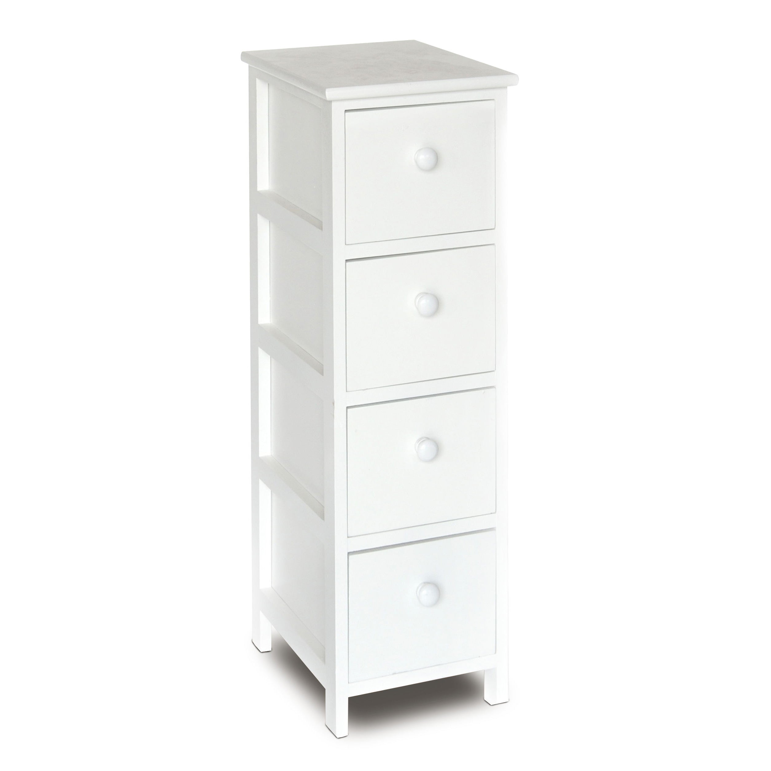 Cassetiera con 4 Cassetti in Legno Paulownia Bianco Fadi