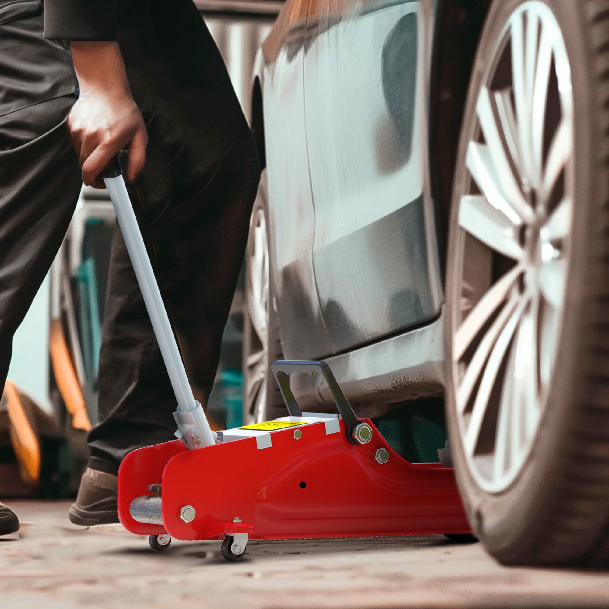 Cric Idraulico Auto con Sollevamento 8-38cm in Acciaio Rinforzato Capacità 2.5 t Rosso...
