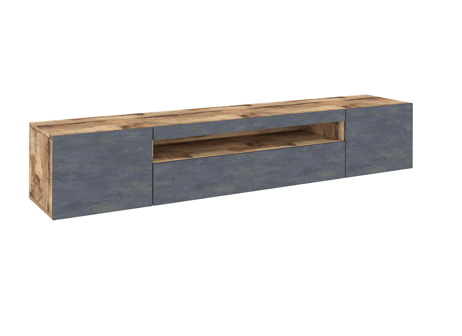 Mobile TV 3 Ante 200x40x36,5 cm Daiquiri Acero Pereira e Ardesia