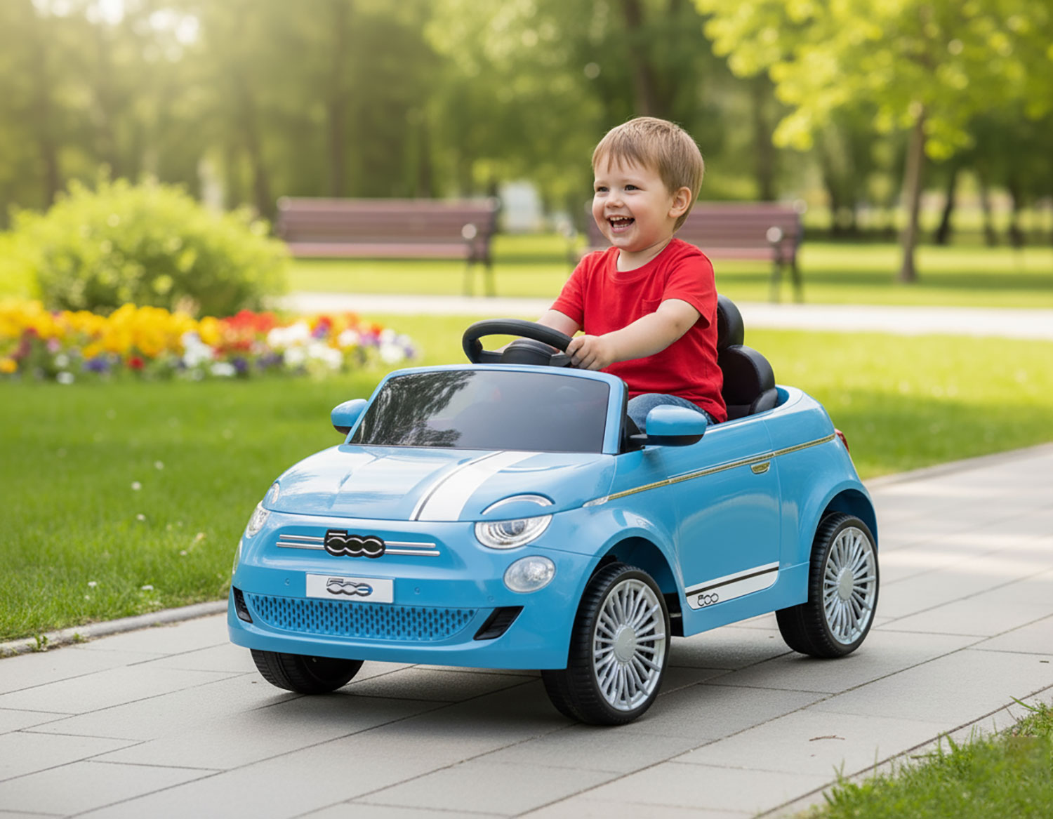 Macchina Elettrica per Bambini Licenza Fiat 500 12V con Telecomando Azzurro...