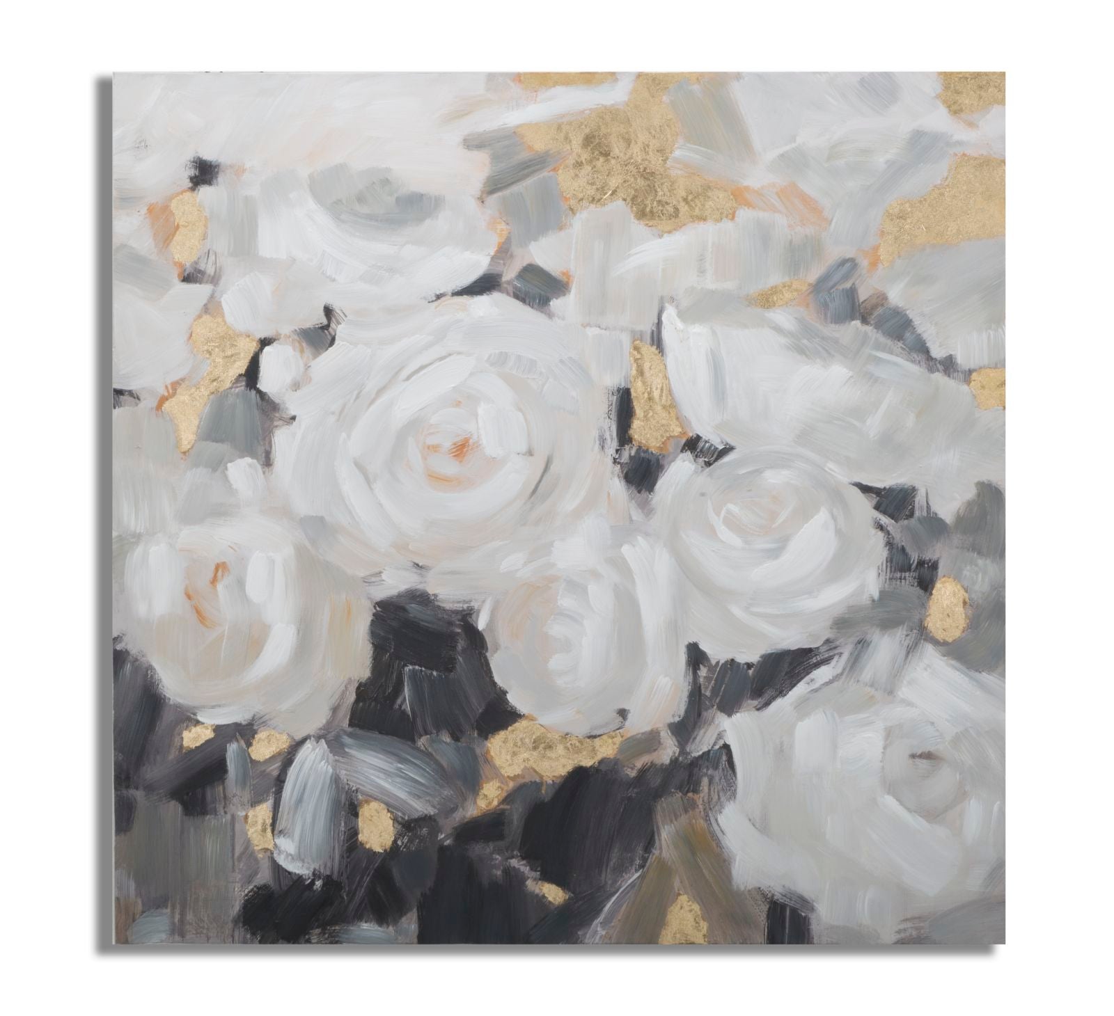 Dipinto su Tela Bianco Flower 90x3,7x90 cm in Legno di Pino e Canvas Multicolor