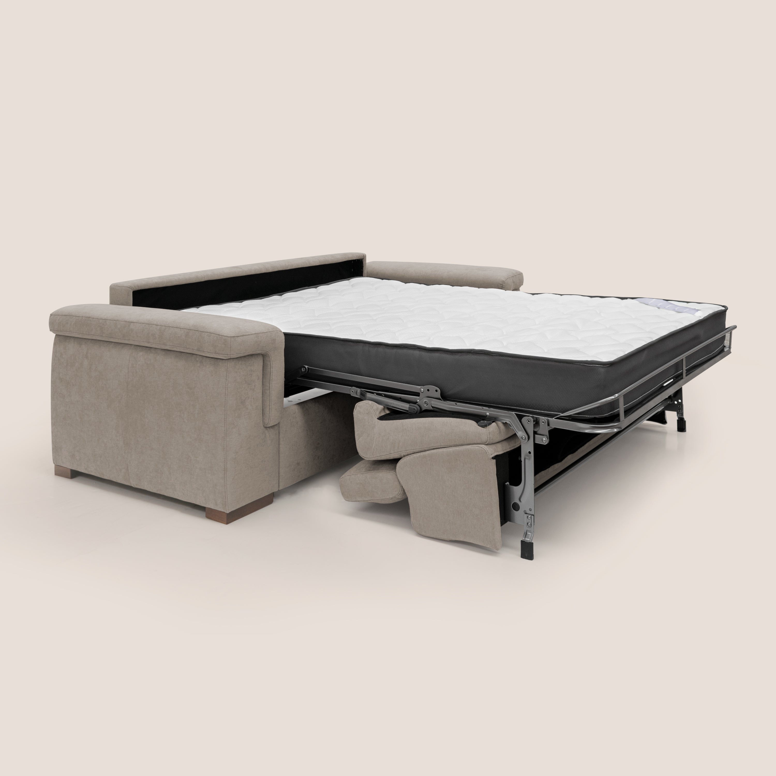 Divano Letto 3 Posti 220x100x95 cm in Tessuto Beige